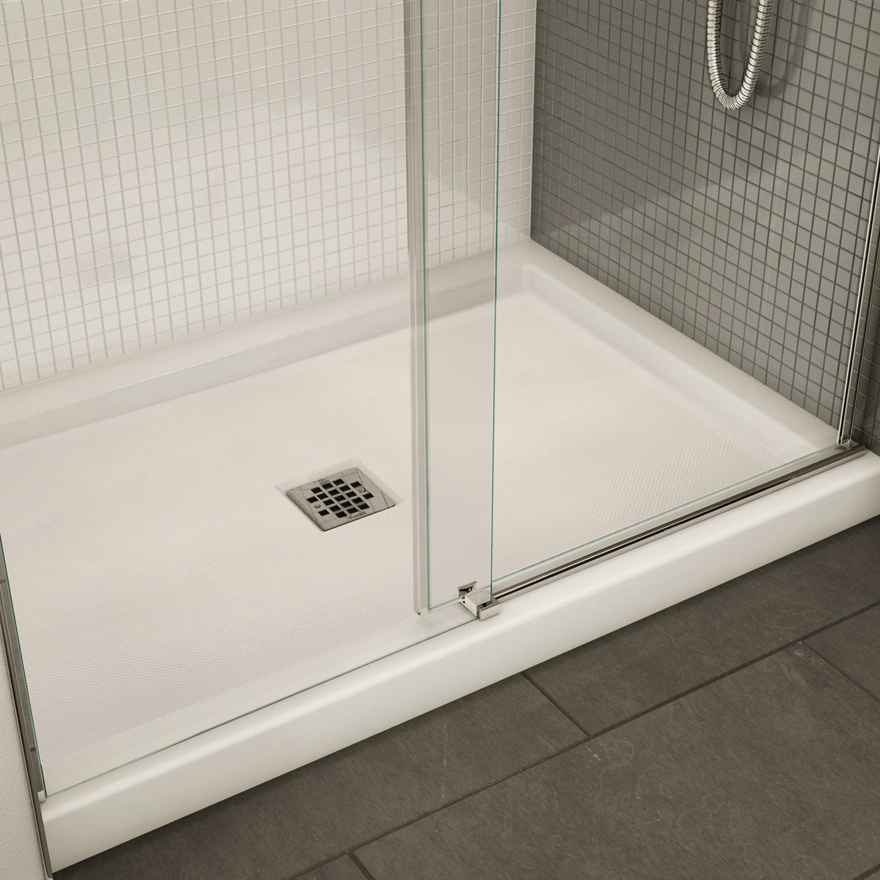 Maax B3Square 4836 Acrylic Shower Base in White with Center Drain