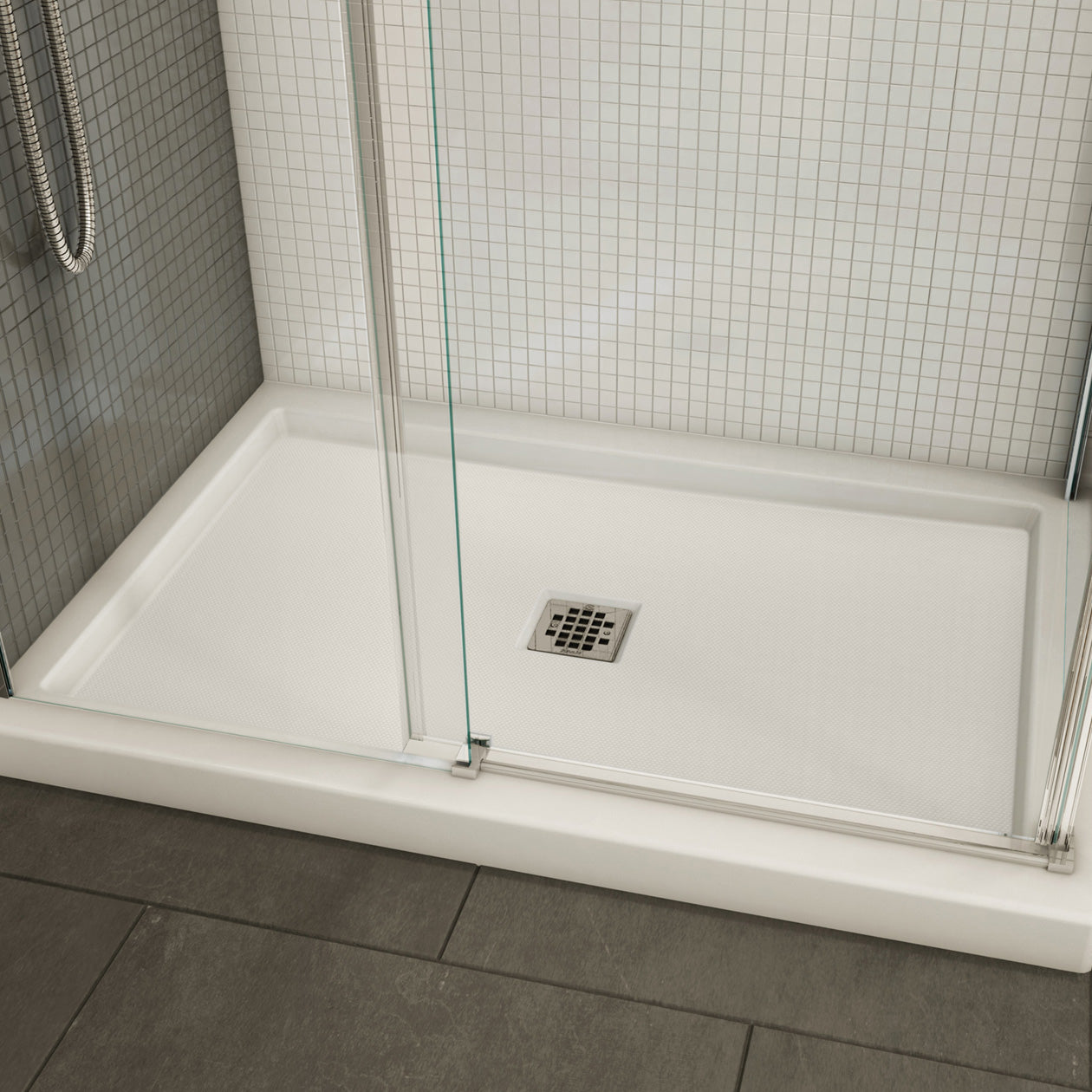 Maax B3Square 4836 Acrylic Shower Base in White with Center Drain