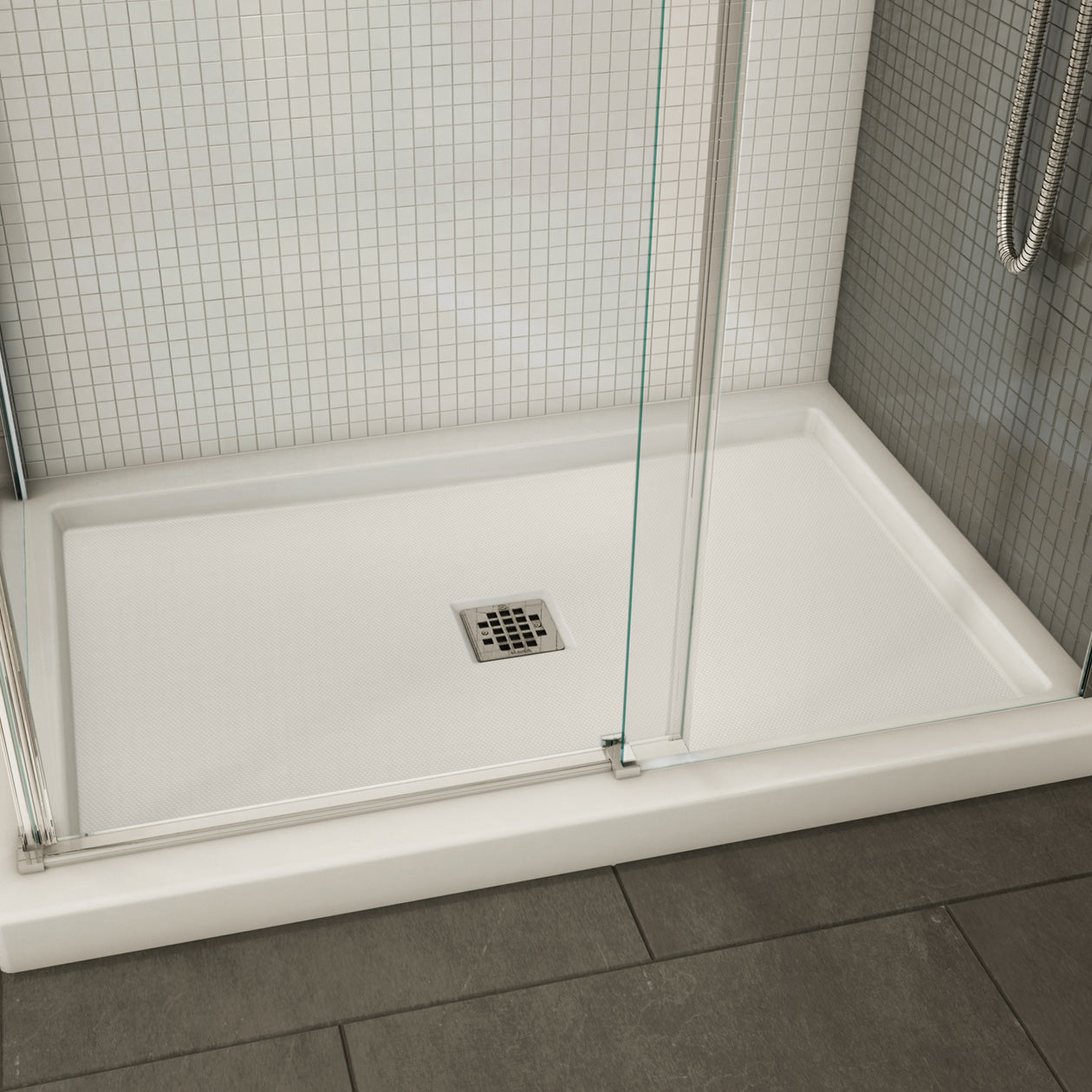 Maax B3Square 4836 Acrylic Shower Base in White with Center Drain