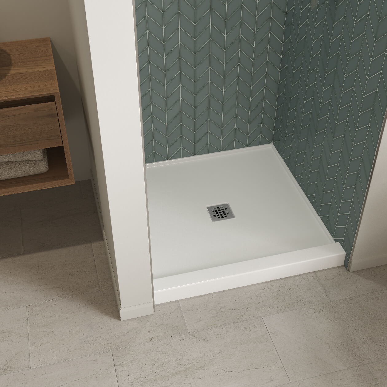 Maax B3X 3636 Acrylic Alcove Shower Base with Center Drain