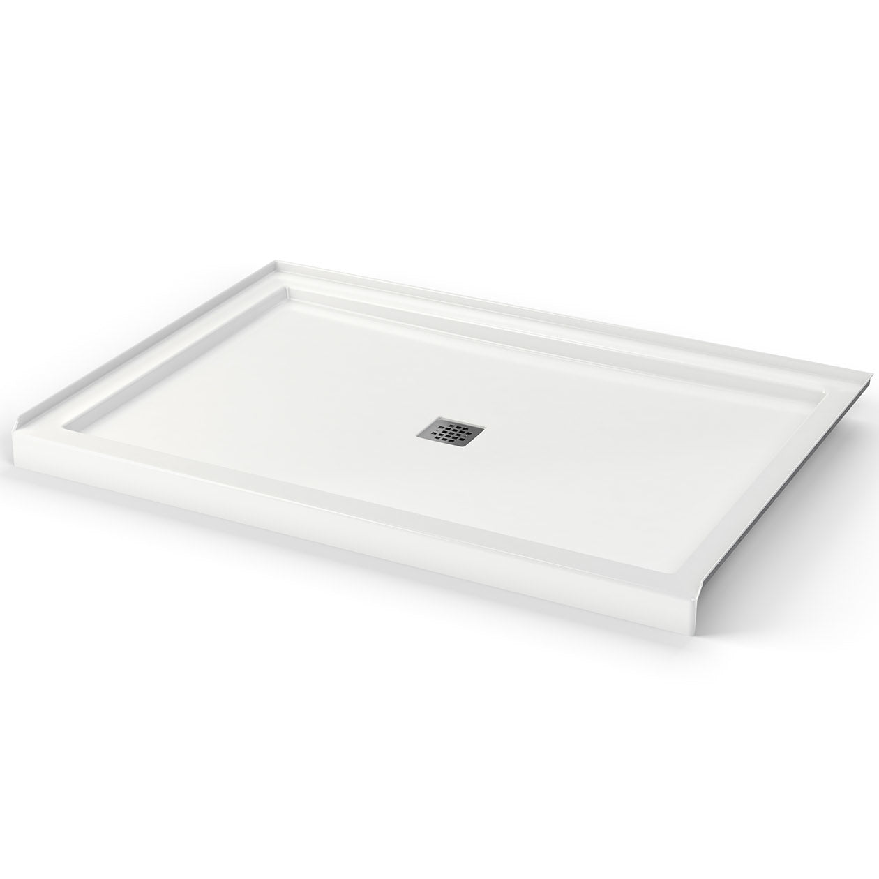 Maax B3Square 6042 Acrylic Shower Base in White with Center Drain