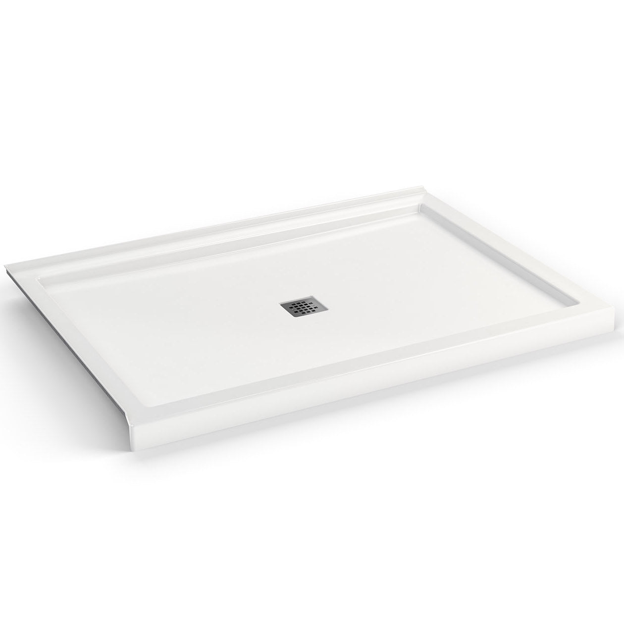 Maax B3Square 6042 Acrylic Shower Base in White with Center Drain
