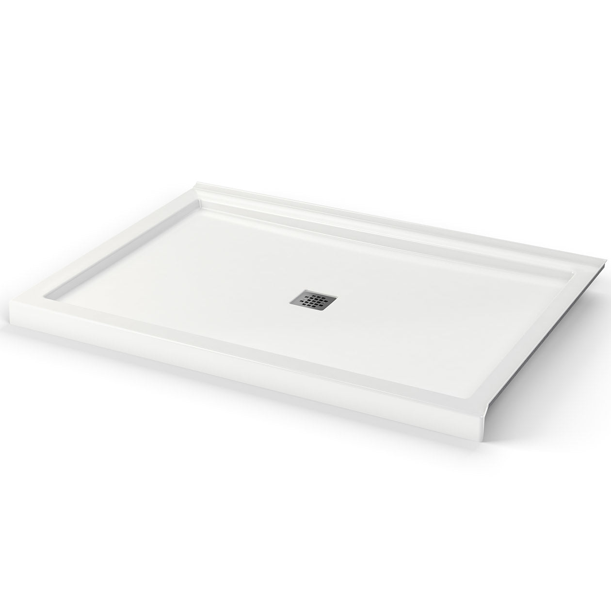 Maax B3Square 6042 Acrylic Shower Base in White with Center Drain