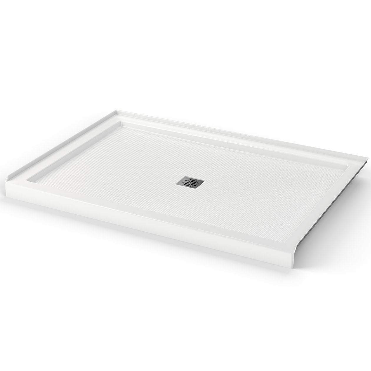 Maax B3Square 6042 Acrylic Shower Base in White with Center Drain