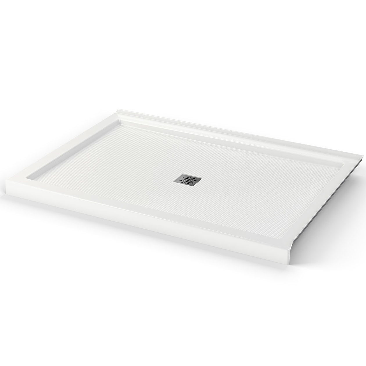 Maax B3Square 6042 Acrylic Shower Base in White with Center Drain