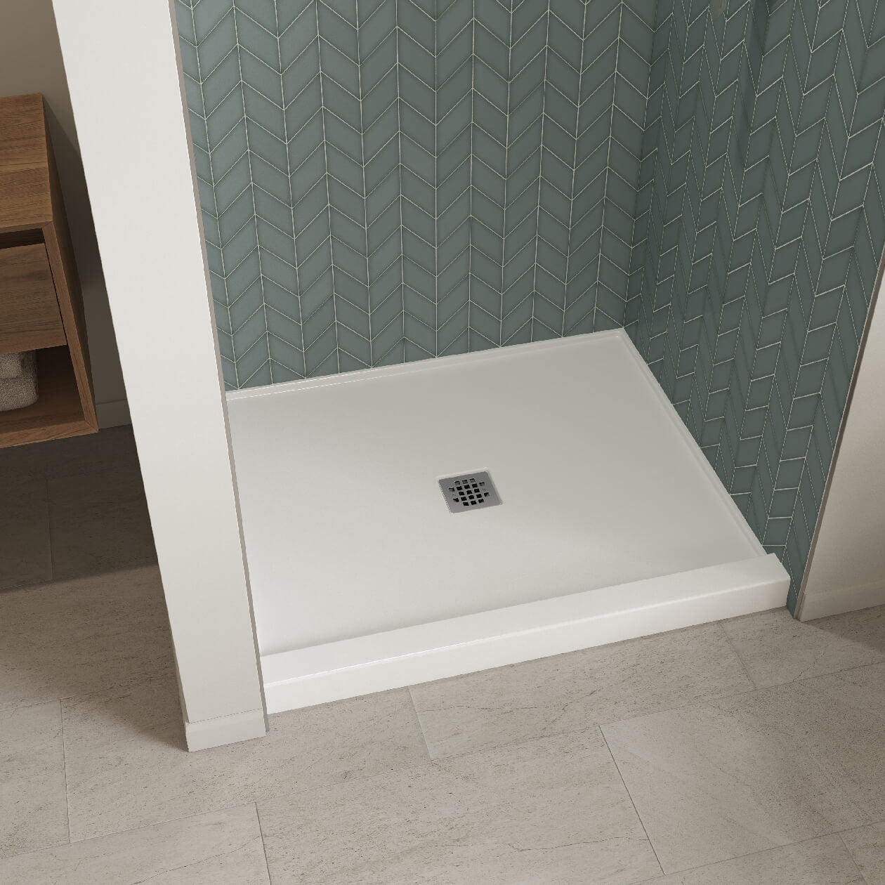 Maax B3X 4236 Acrylic Shower Base with Anti-slip Bottom with Center Drain