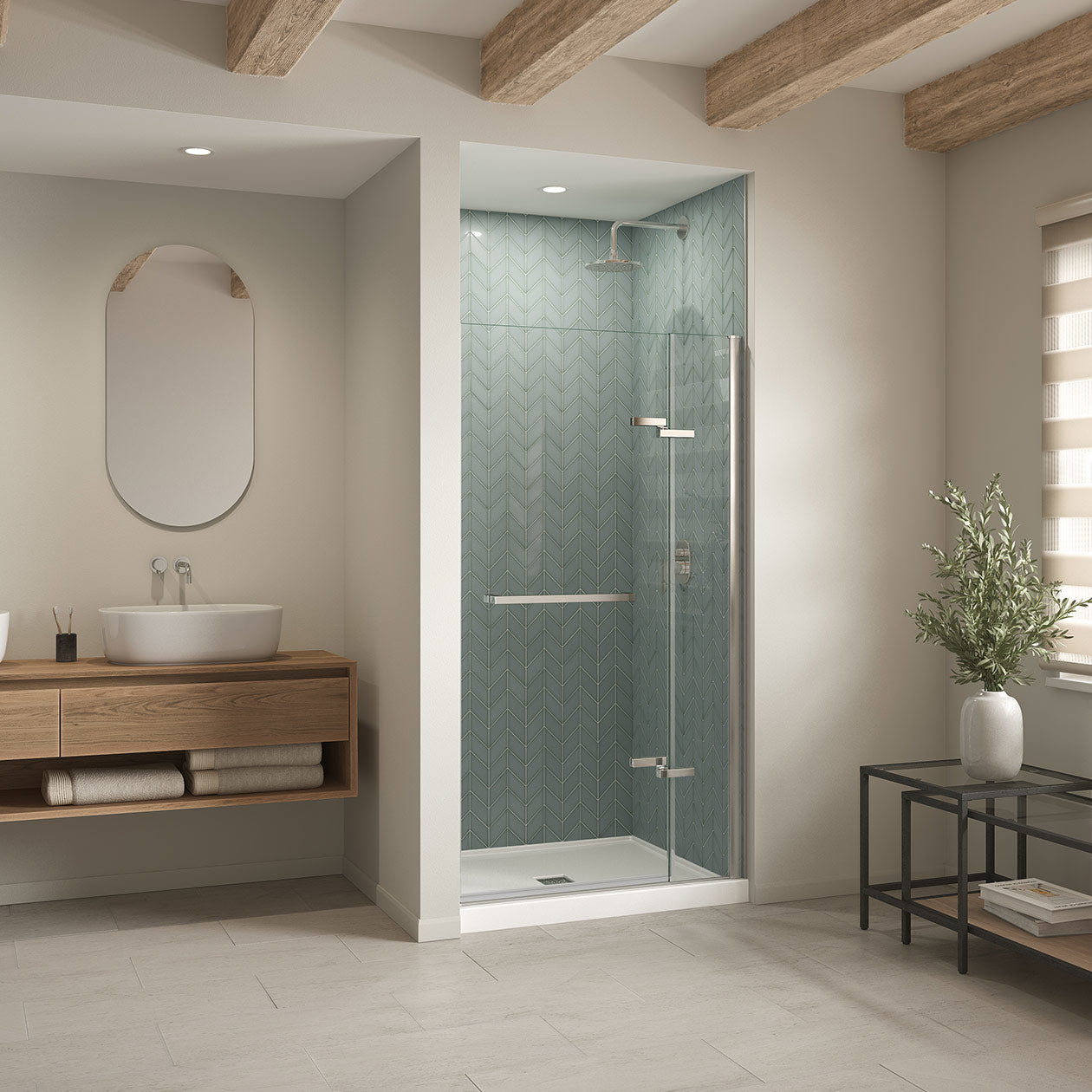 Maax B3X 4236 Acrylic Shower Base with Anti-slip Bottom with Center Drain