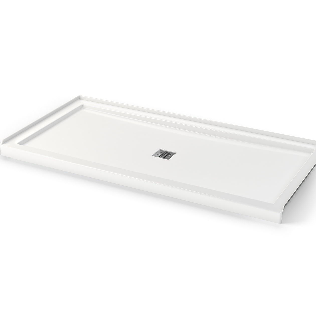 Maax B3Square 7236 Acrylic Shower Base in White with Center Drain