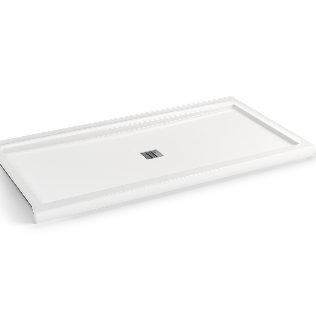 Maax B3Square 7236 Acrylic Shower Base in White with Center Drain