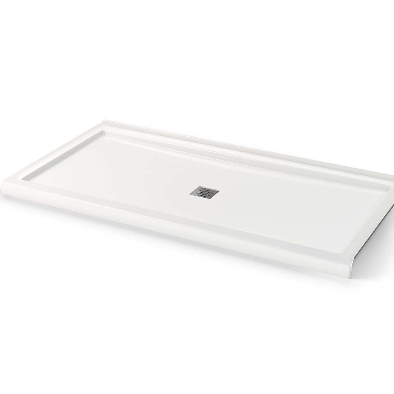 Maax B3Square 7236 Acrylic Shower Base in White with Center Drain