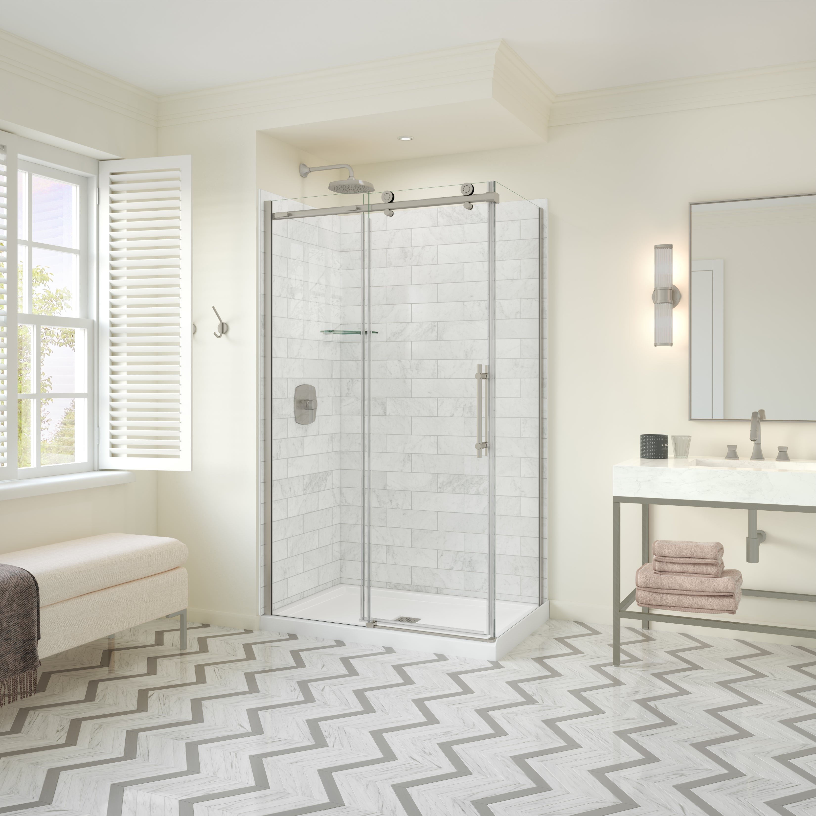 Maax Odyssey SC 48" x 32" x 78" 8mm Sliding Shower Door for Corner Installation with Clear glass
