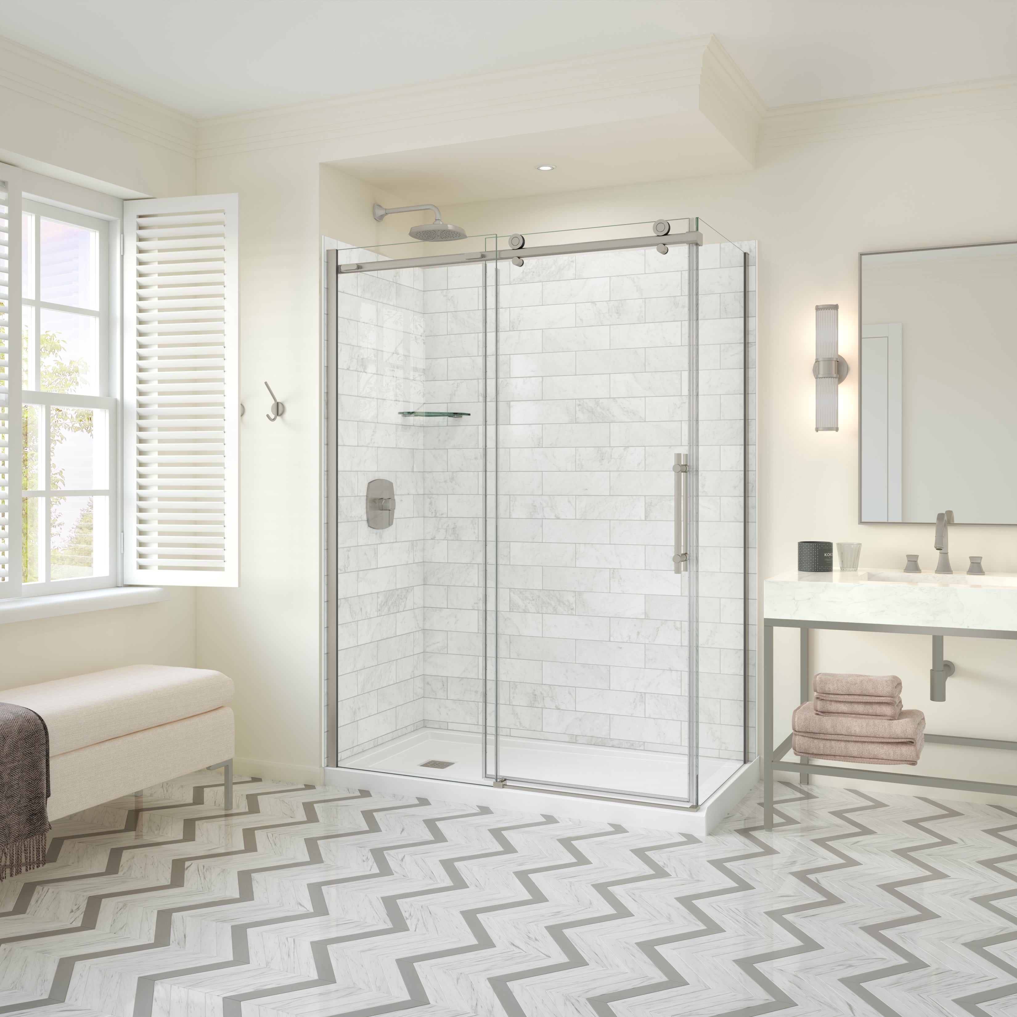 Maax Odyssey SC 60" x 32" x 78" 8mm Sliding Shower Door for Corner Installation with Clear glass