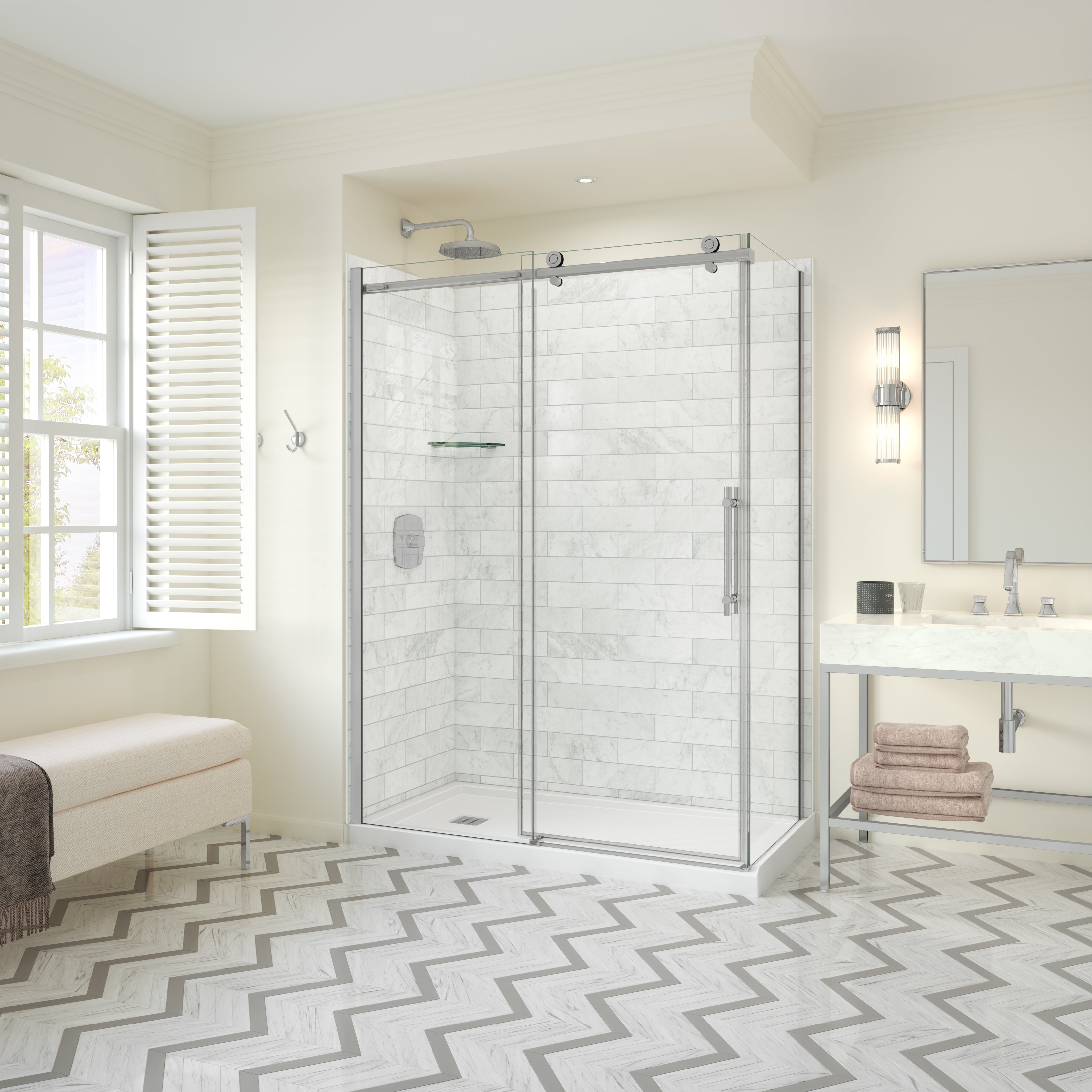 Maax Odyssey SC 60" x 32" x 78" 8mm Sliding Shower Door for Corner Installation with Clear glass