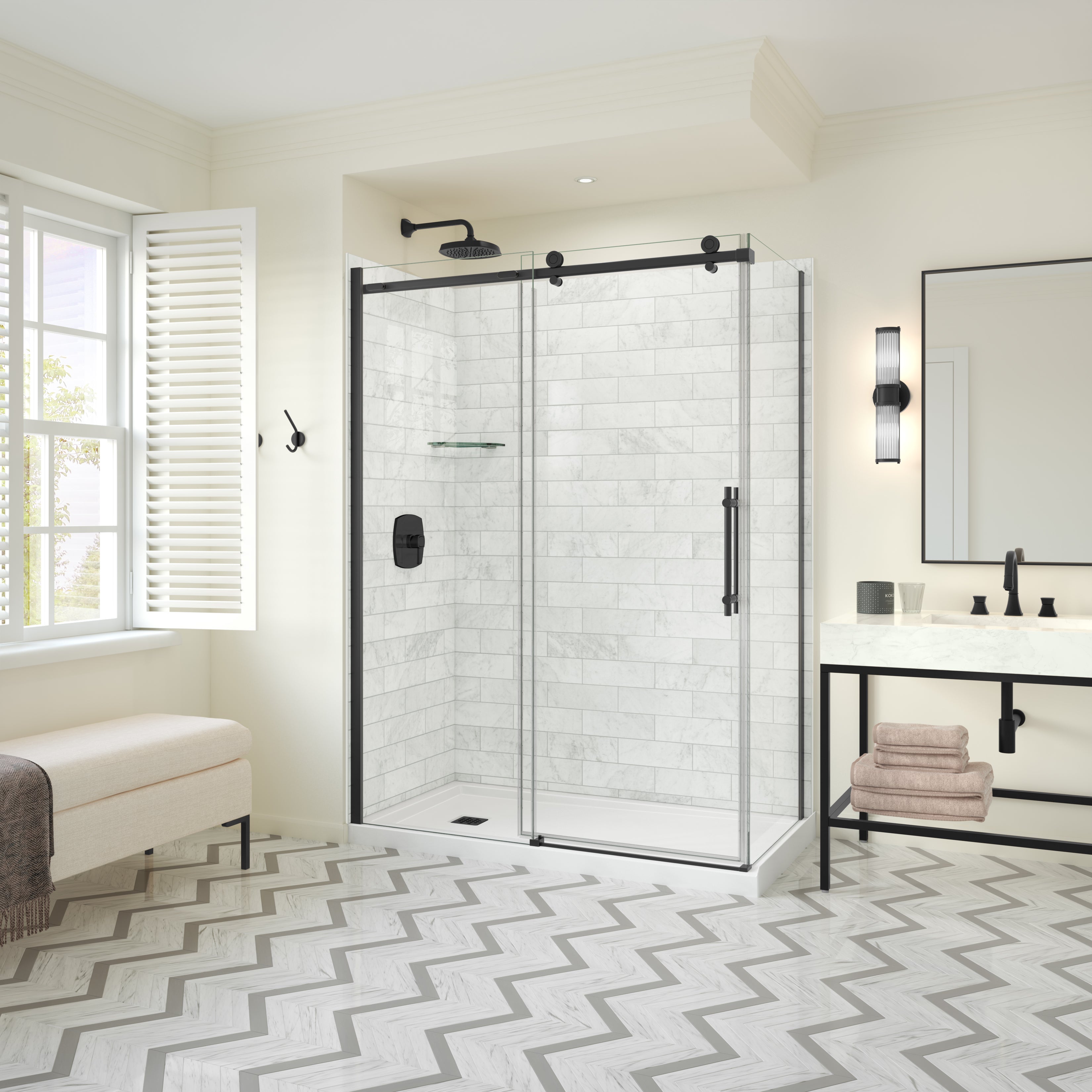 Maax Odyssey SC 60" x 32" x 78" 8mm Sliding Shower Door for Corner Installation with Clear glass