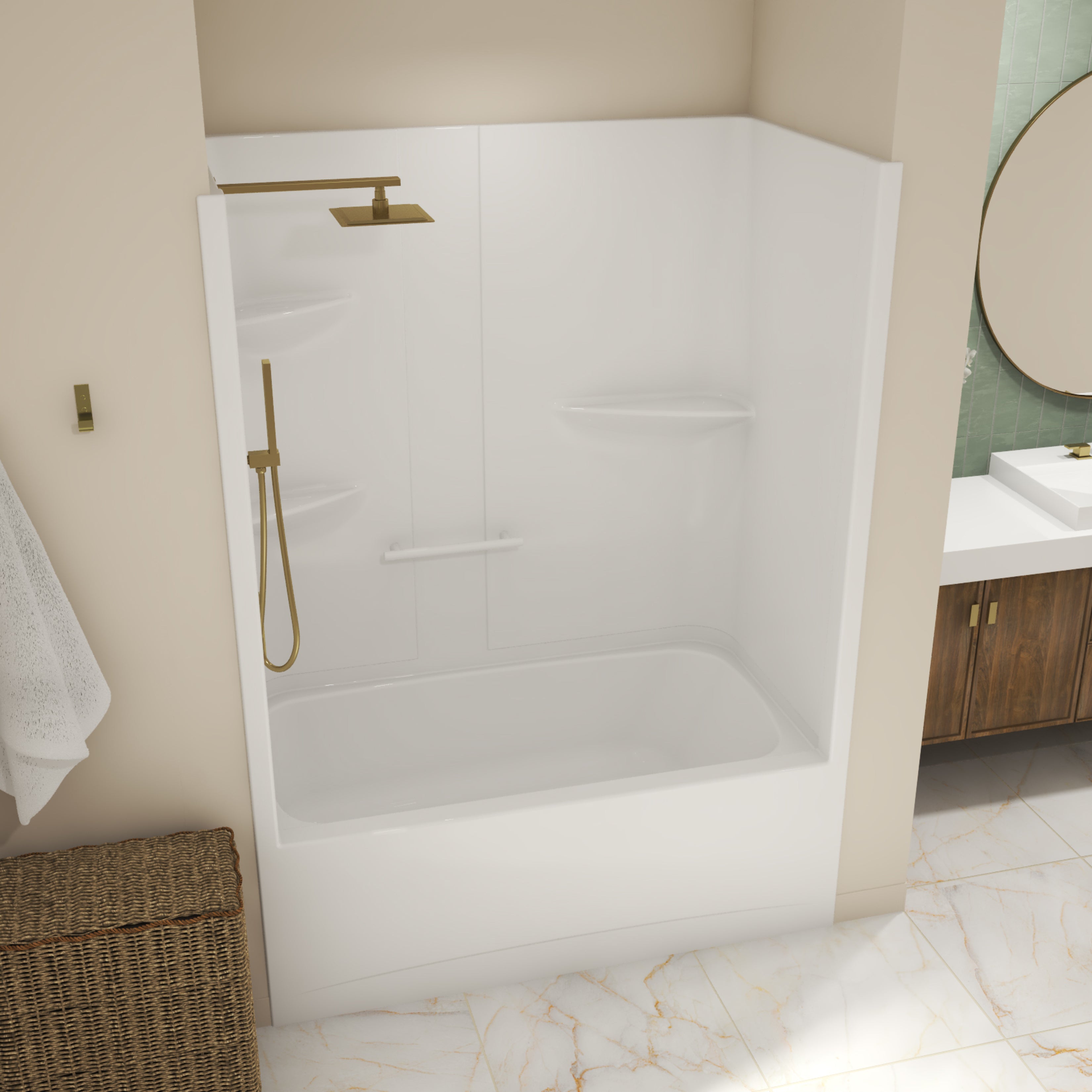 Maax Allia TS-6032 Acrylic Alcove One-Piece Tub Shower