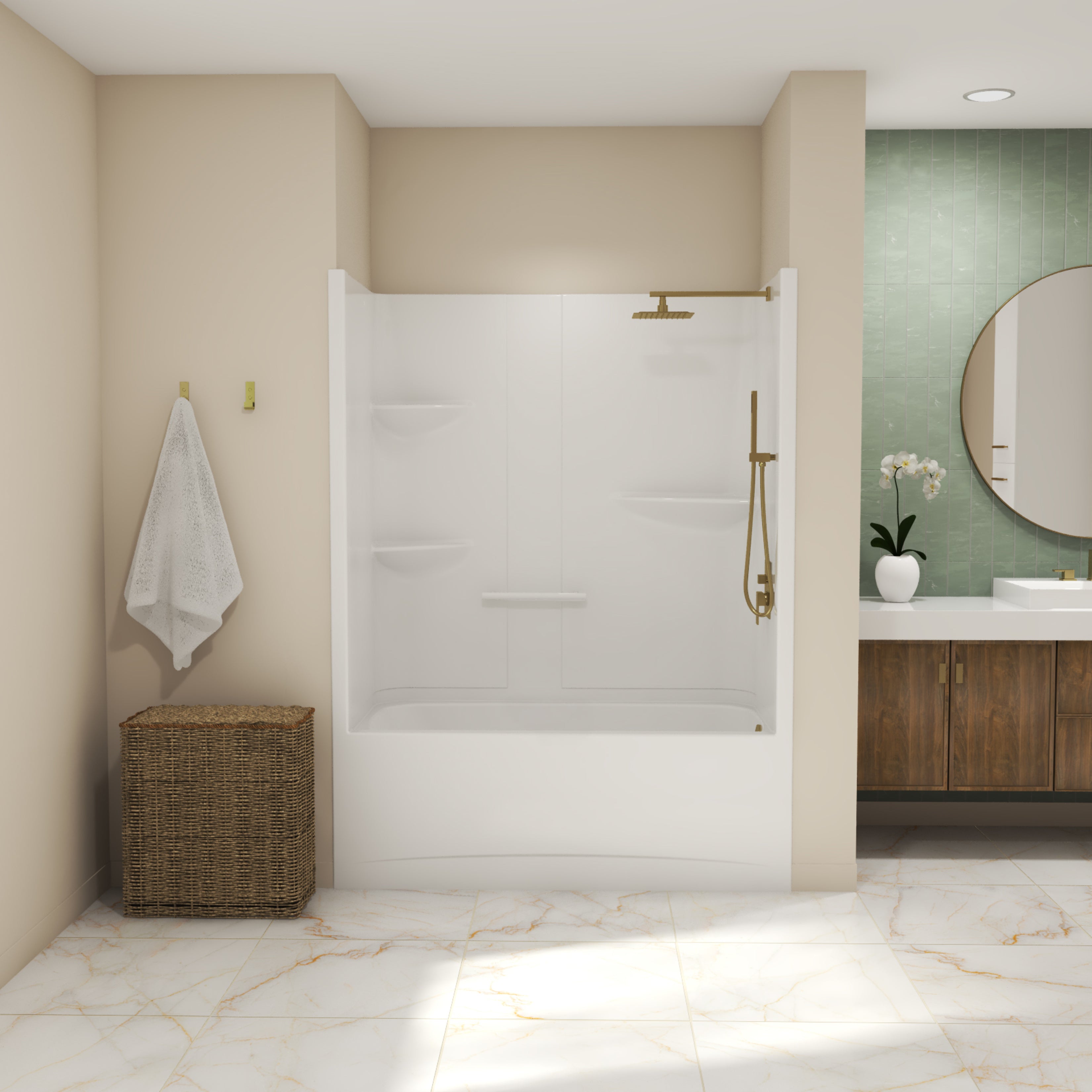 Maax Allia TS-6032 Acrylic Alcove One-Piece Tub Shower