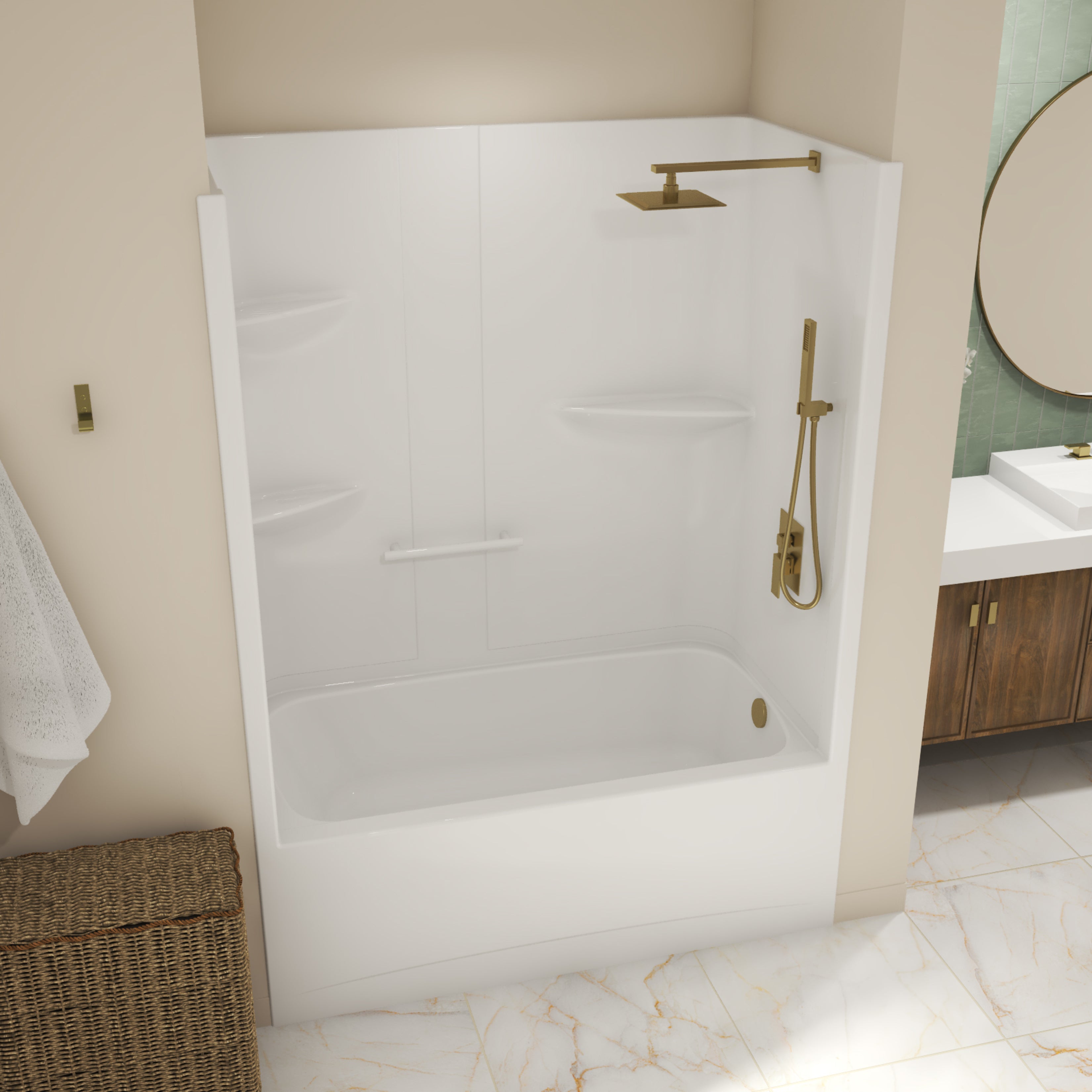 Maax Allia TS-6032 Acrylic Alcove One-Piece Tub Shower