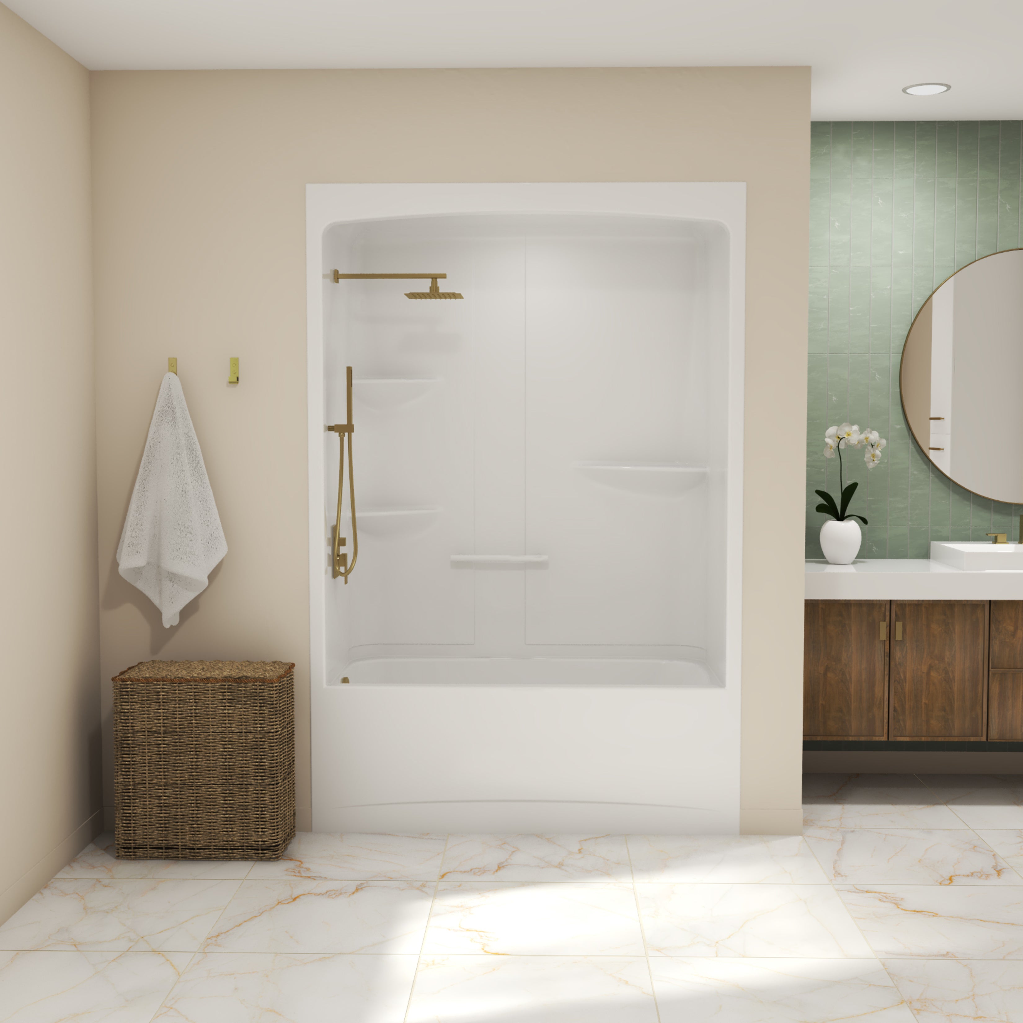 Maax Allia TSR-6032 Acrylic Alcove One-Piece Tub Shower