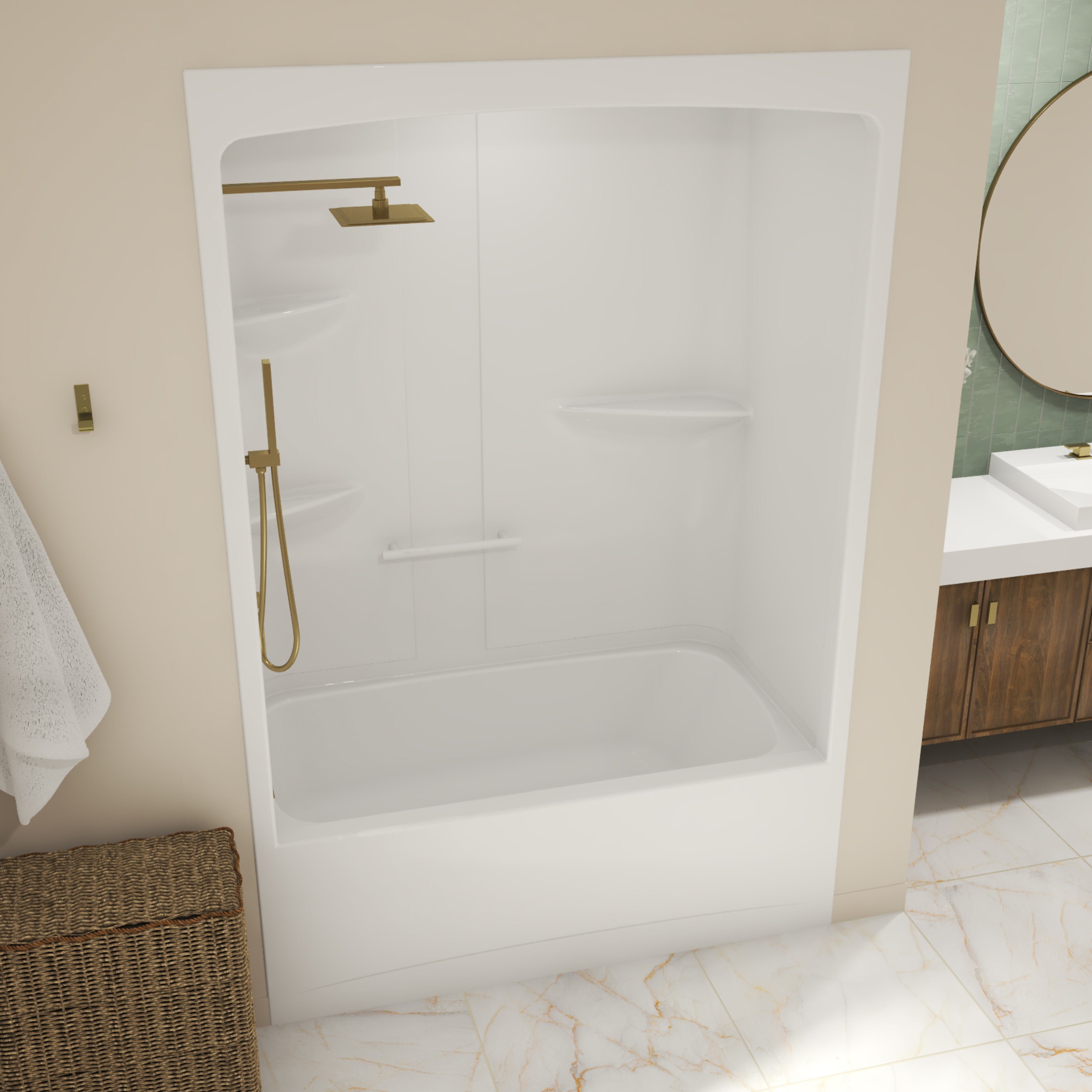 Maax Allia TSR-6032 Acrylic Alcove One-Piece Tub Shower