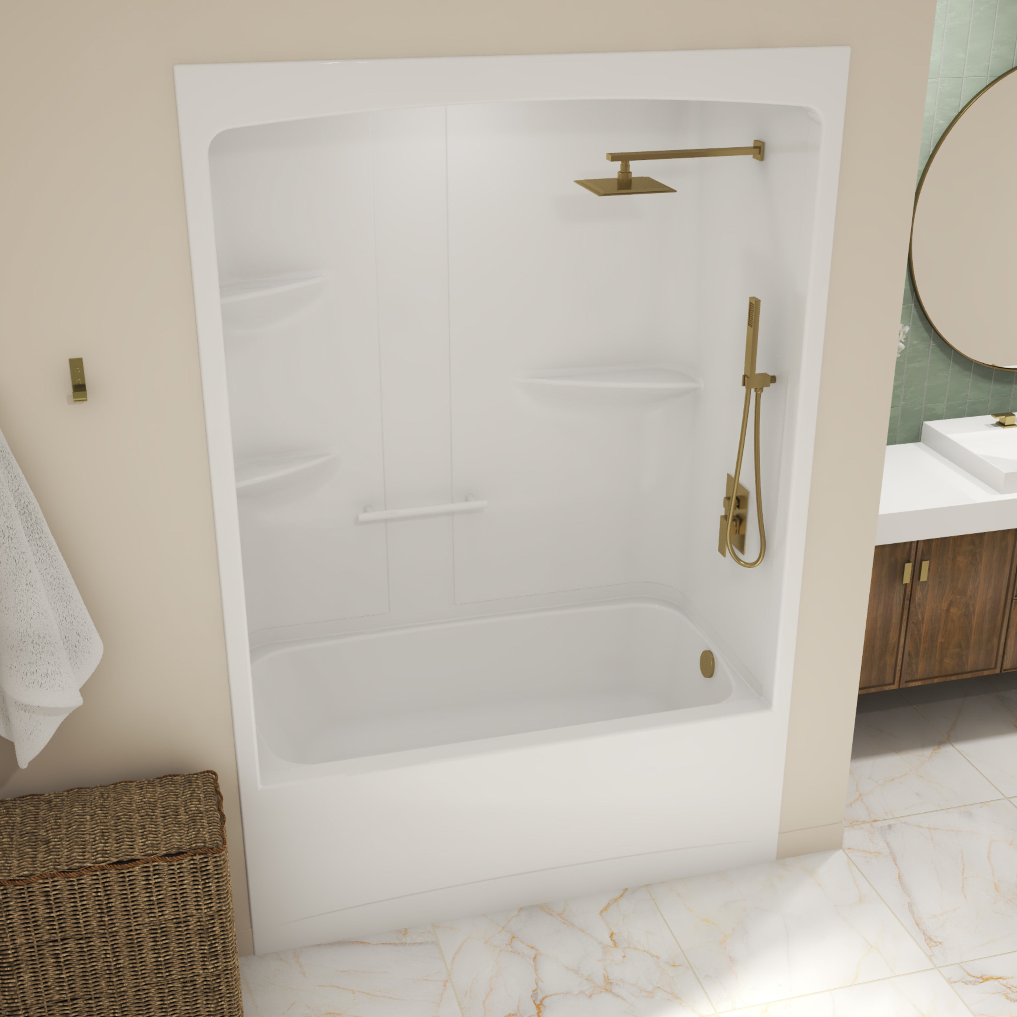 Maax Allia TSR-6032 Acrylic Alcove One-Piece Tub Shower