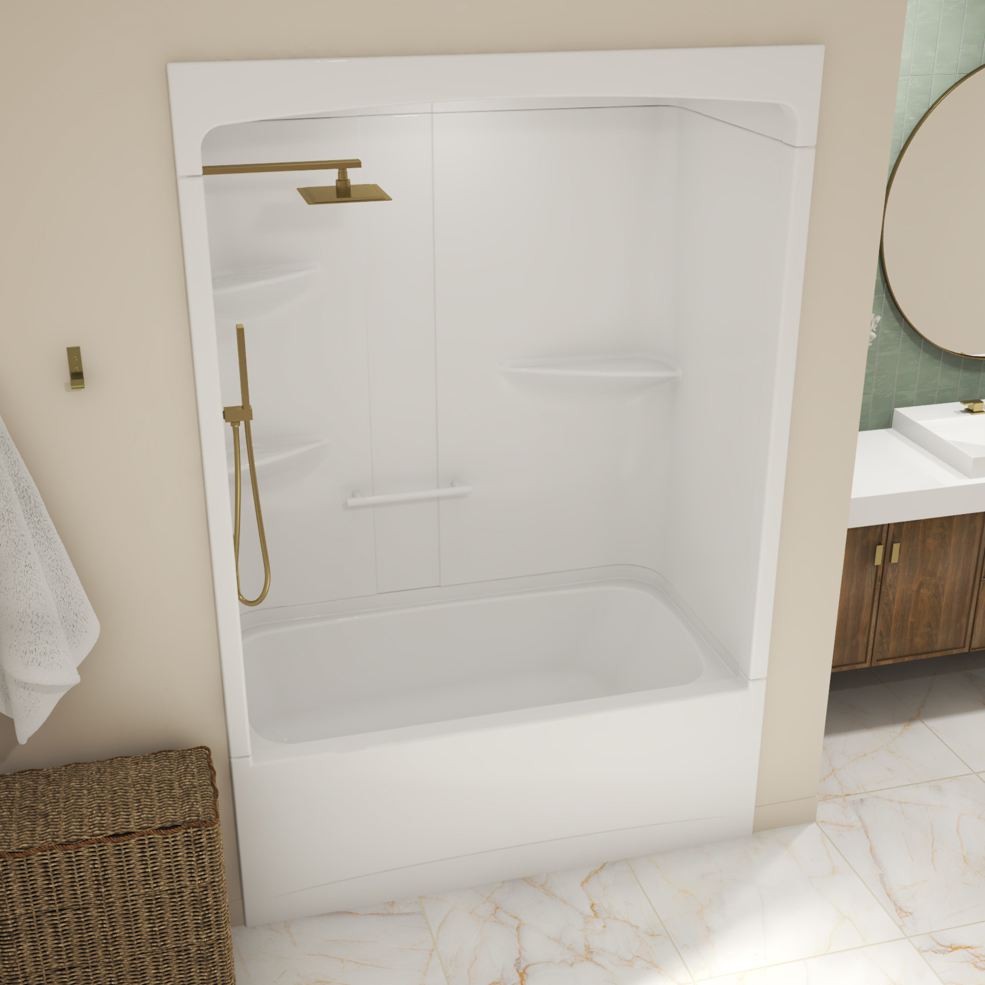 Maax Allia TSR-6032 Acrylic Alcove Three-Piece Tub Shower
