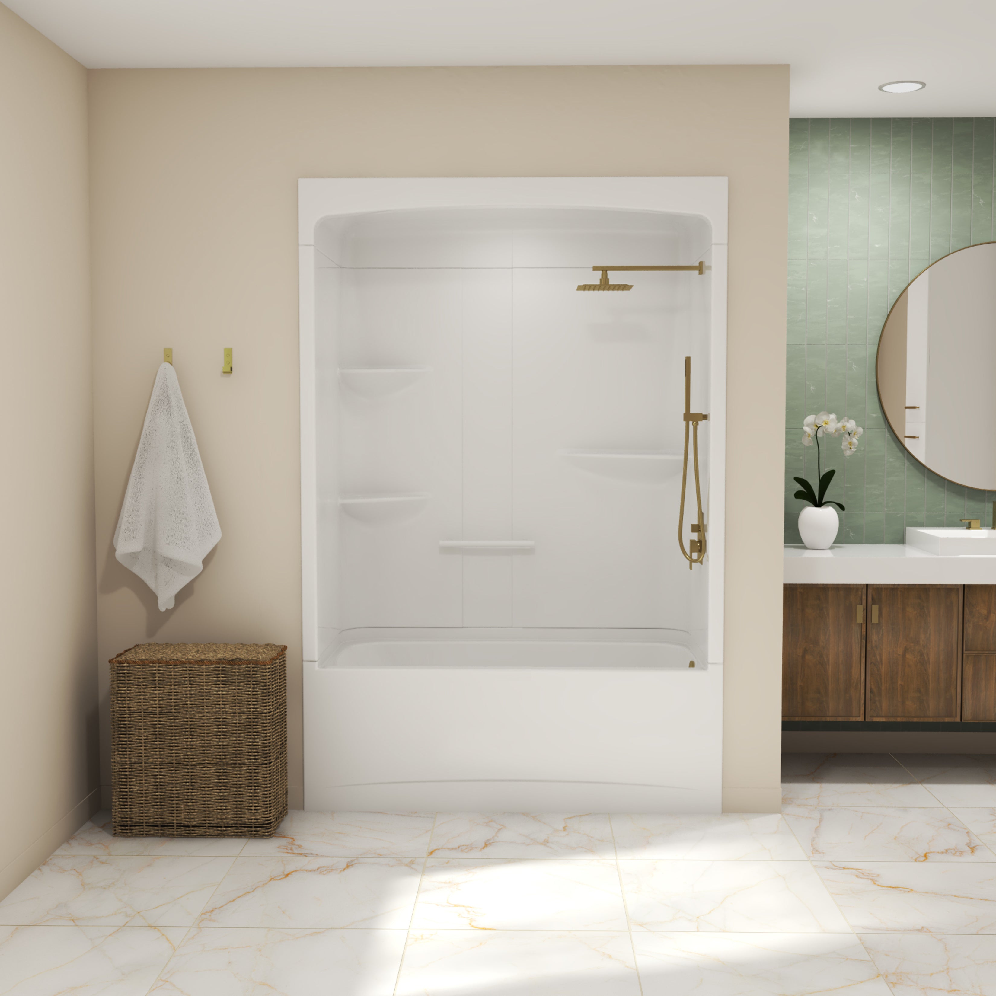 Maax Allia TSR-6032 Acrylic Alcove Three-Piece Tub Shower
