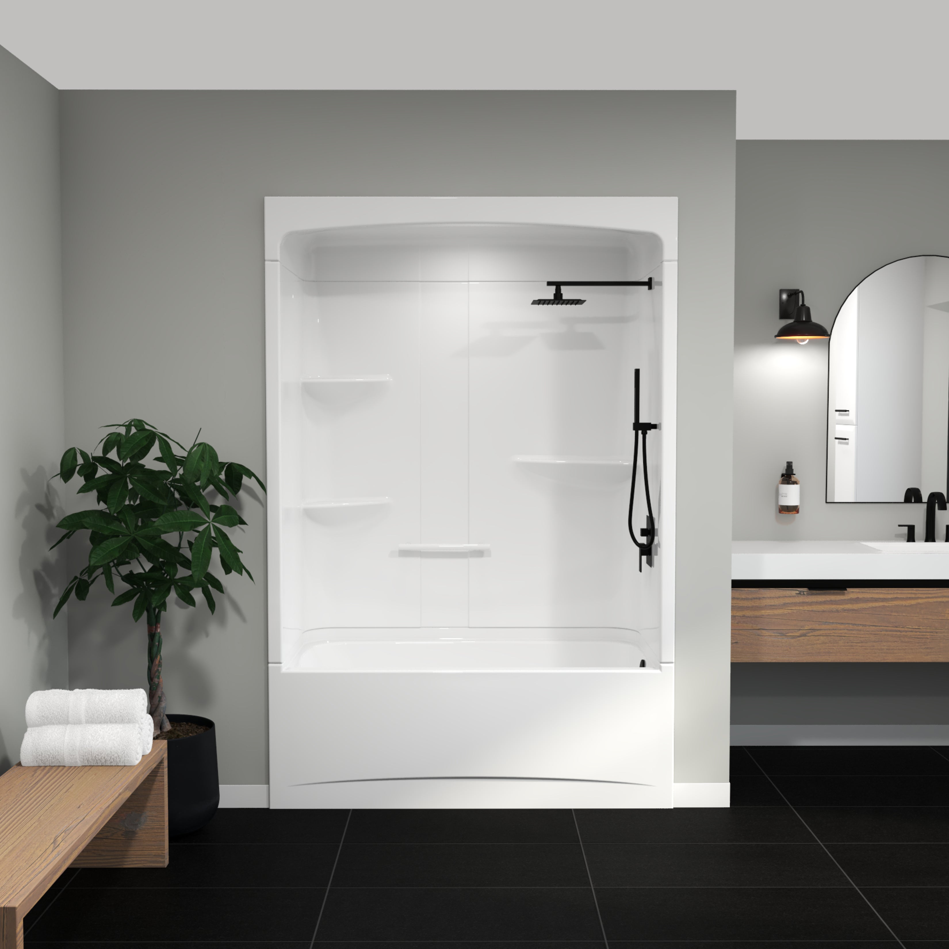 Maax Camelia TSR-6032 Acrylic Alcove Three-Piece Tub Shower