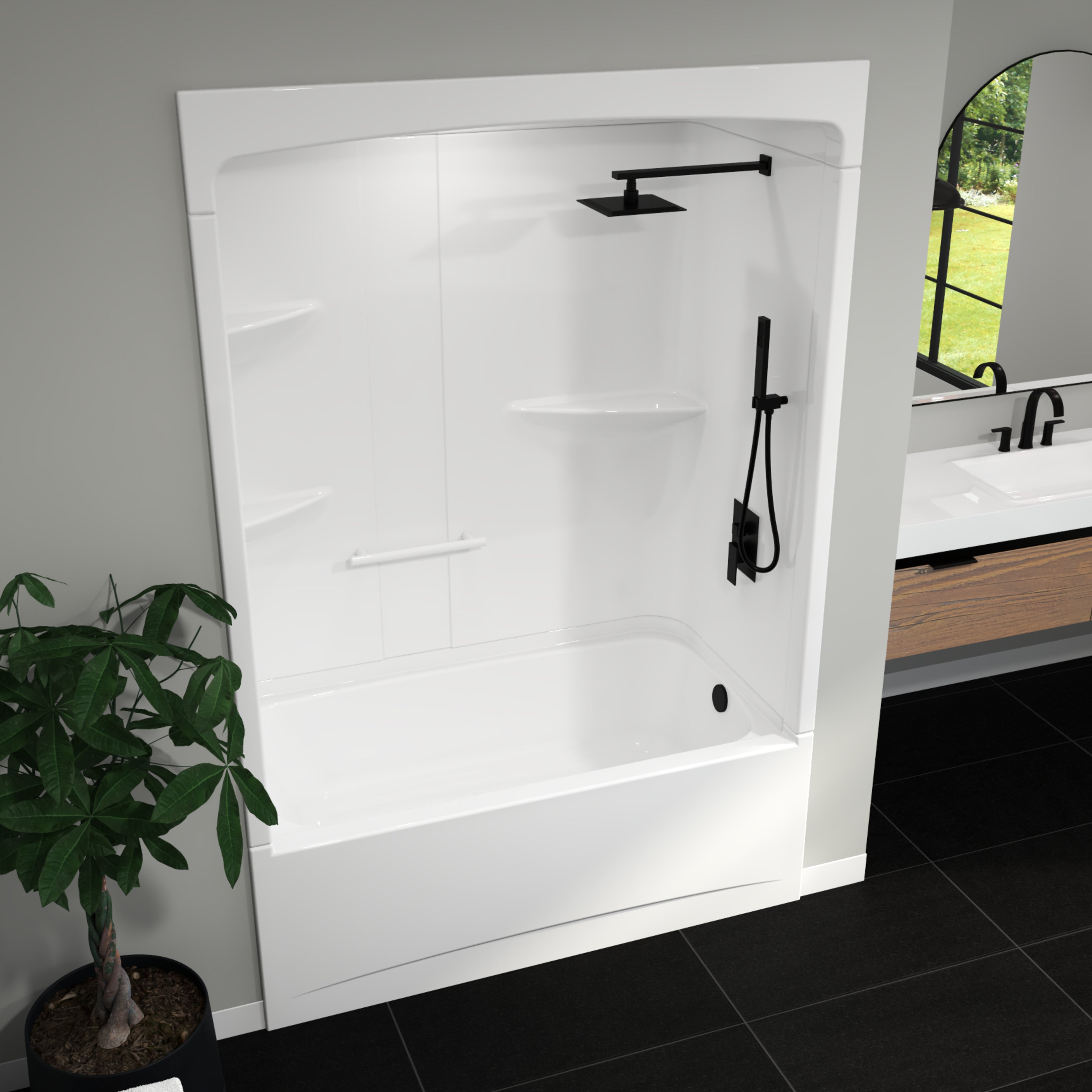 Maax Camelia TSR-6032 Acrylic Alcove Three-Piece Tub Shower