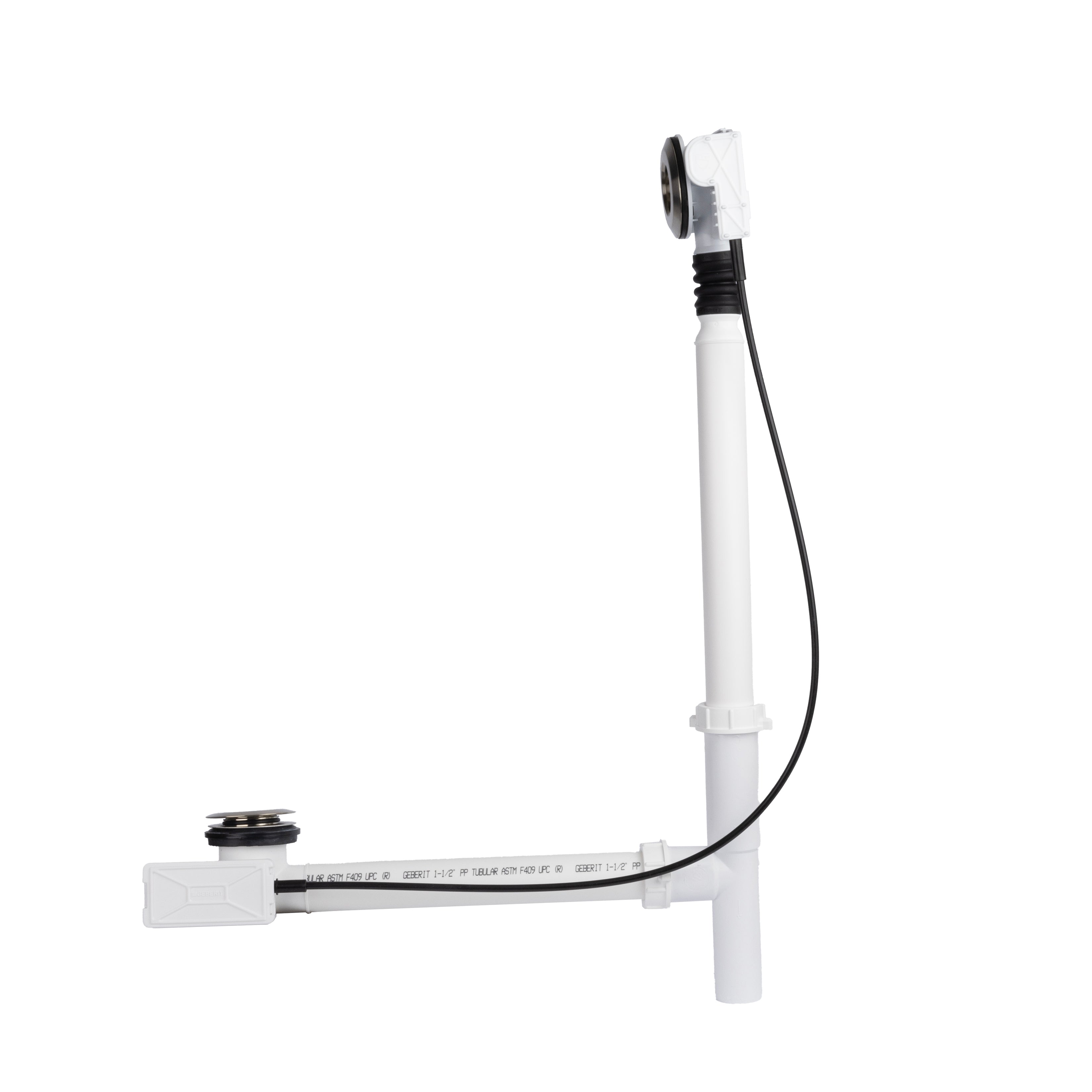 Maax Push Button Cable-Operated Waste and Overflow with Flexible Neck, 33 in. Cable, Complete Kit