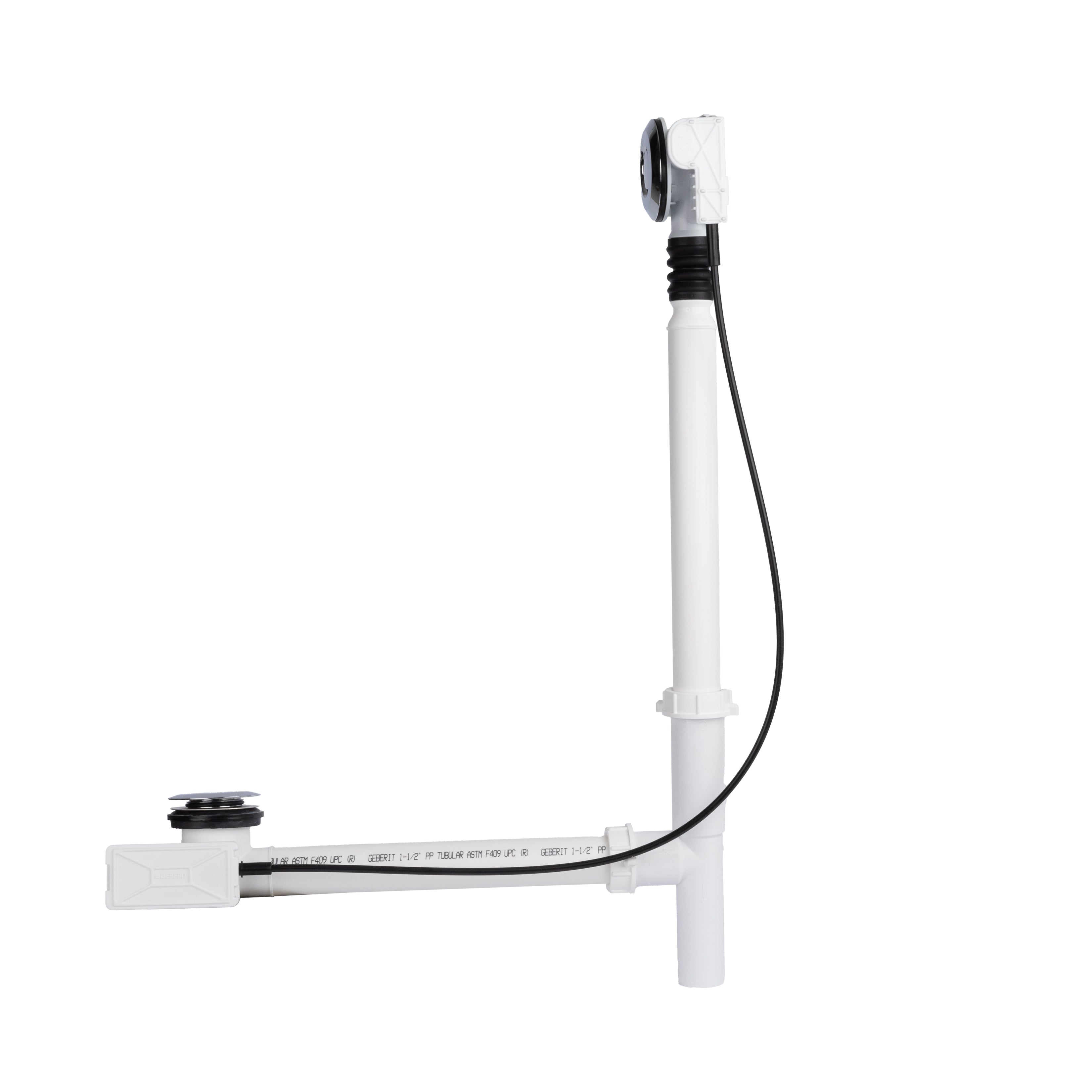 Maax Push Button Cable-Operated Waste and Overflow with Flexible Neck, 33 in. Cable, Complete Kit