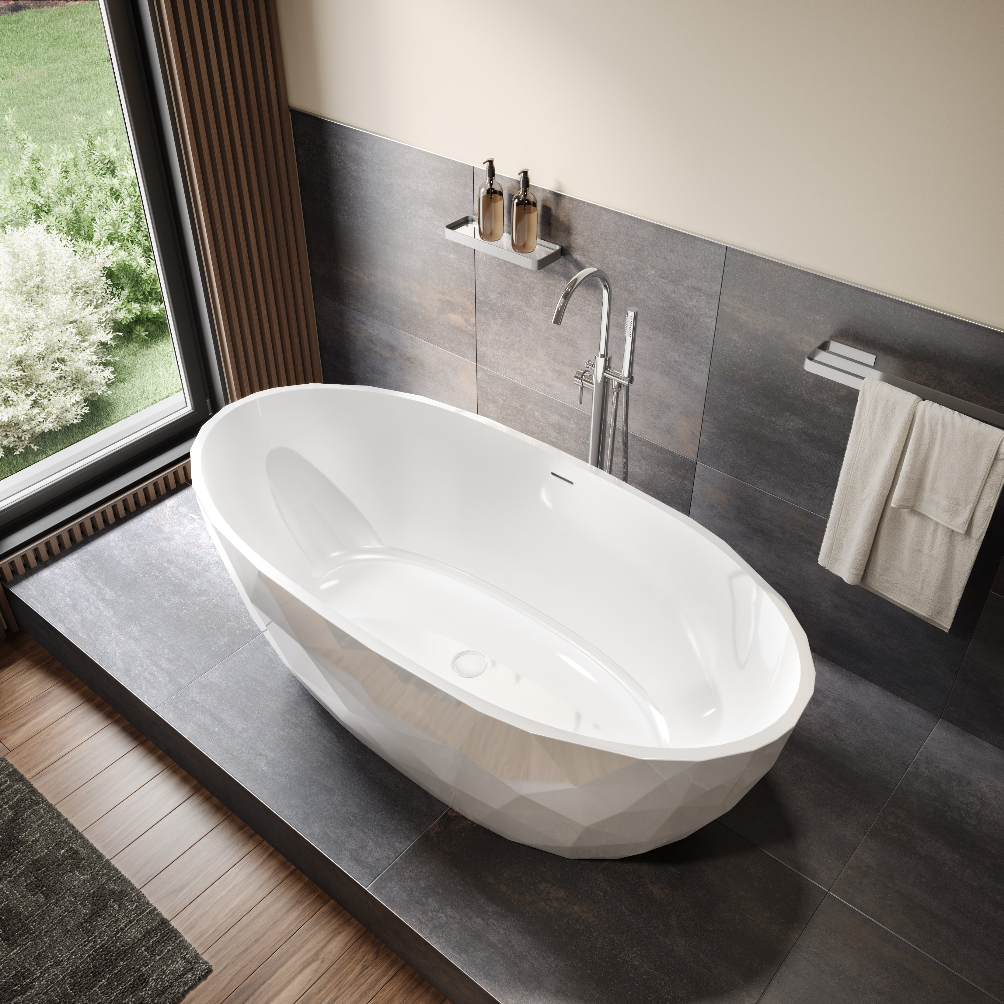 Maax Fura 6732 Acrylic Freestanding Center Drain Bathtub