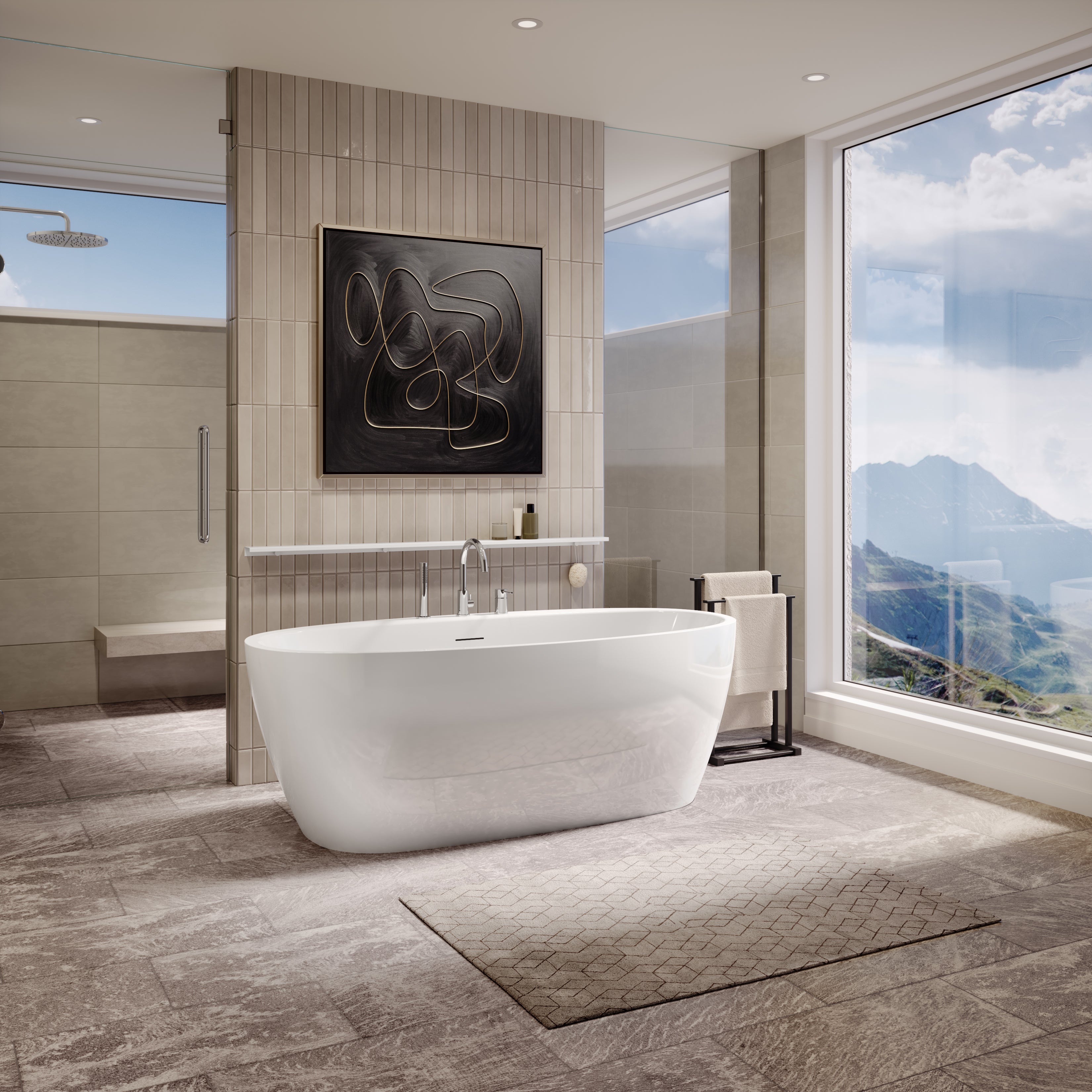 Maax Hatto 6732 Acrylic Freestanding Center Drain Bathtub