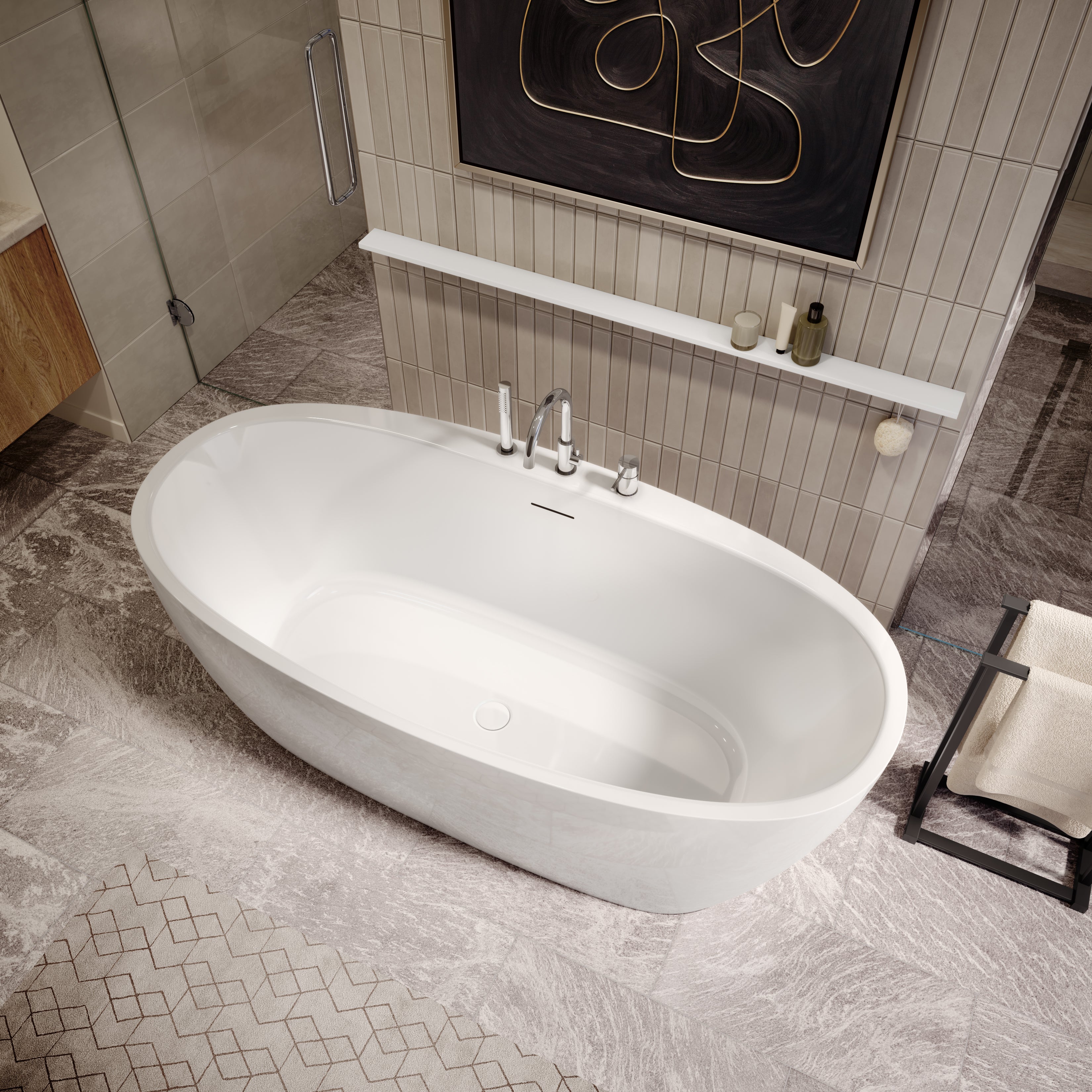 Maax Hatto 6732 Acrylic Freestanding Center Drain Bathtub