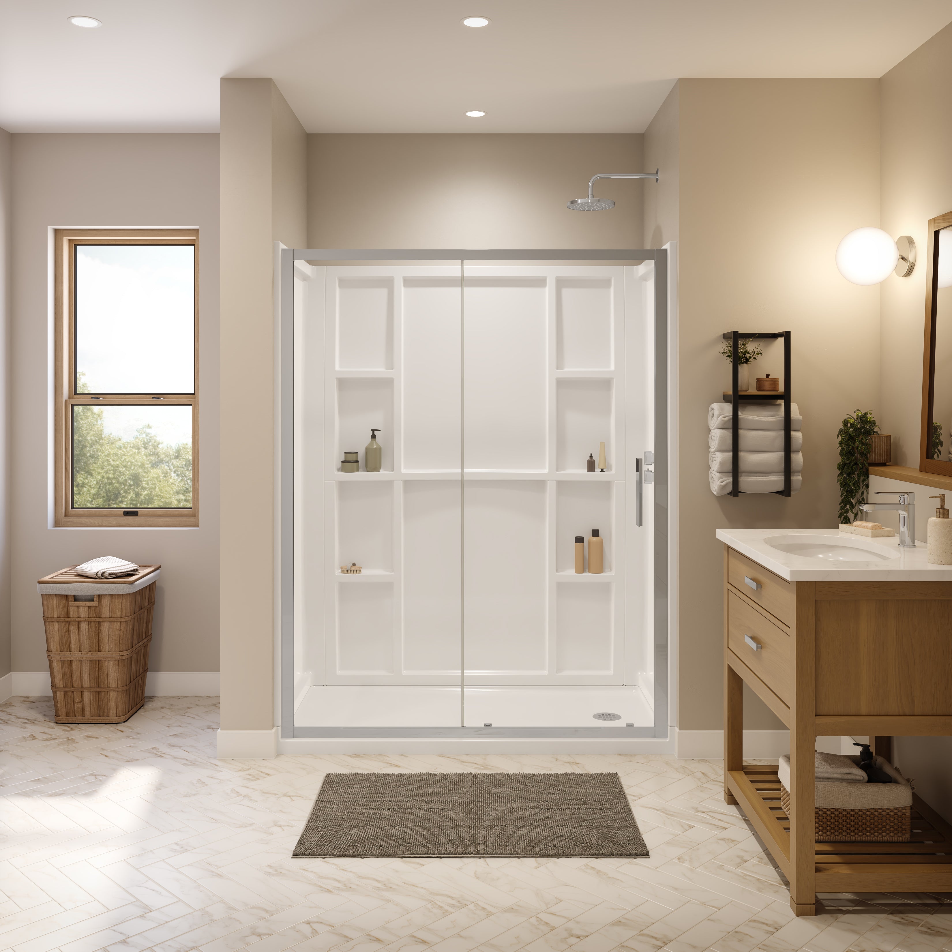 Maax Interflo 6030 Acrylic Alcove Shower Base with Drain