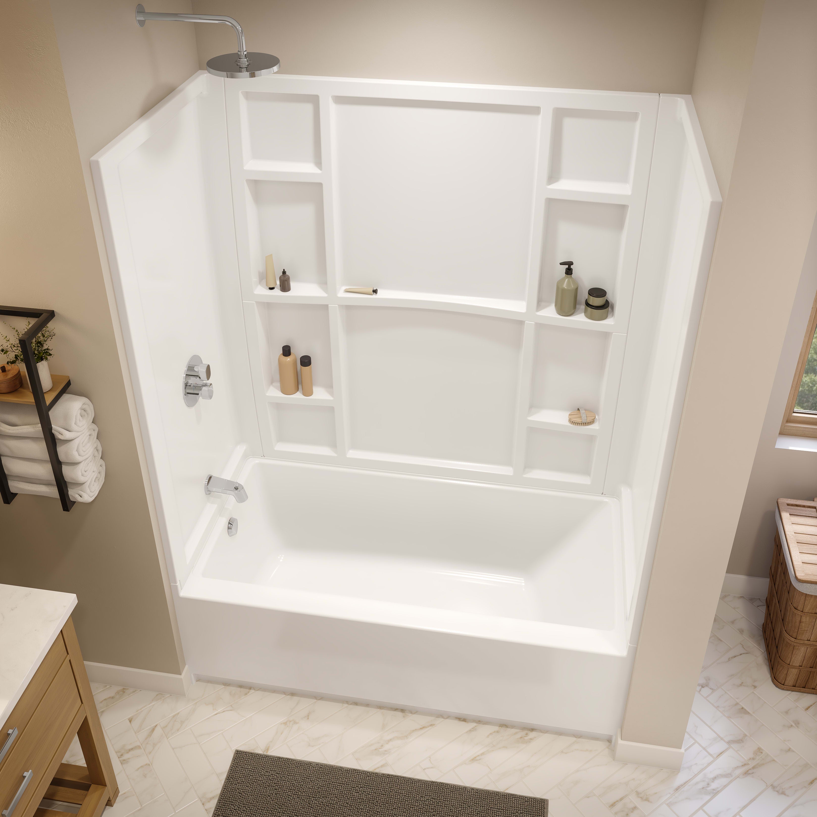 Maax Interflo 6030 Direct-to-stud 4-piece Alcove Tub Wall Kit