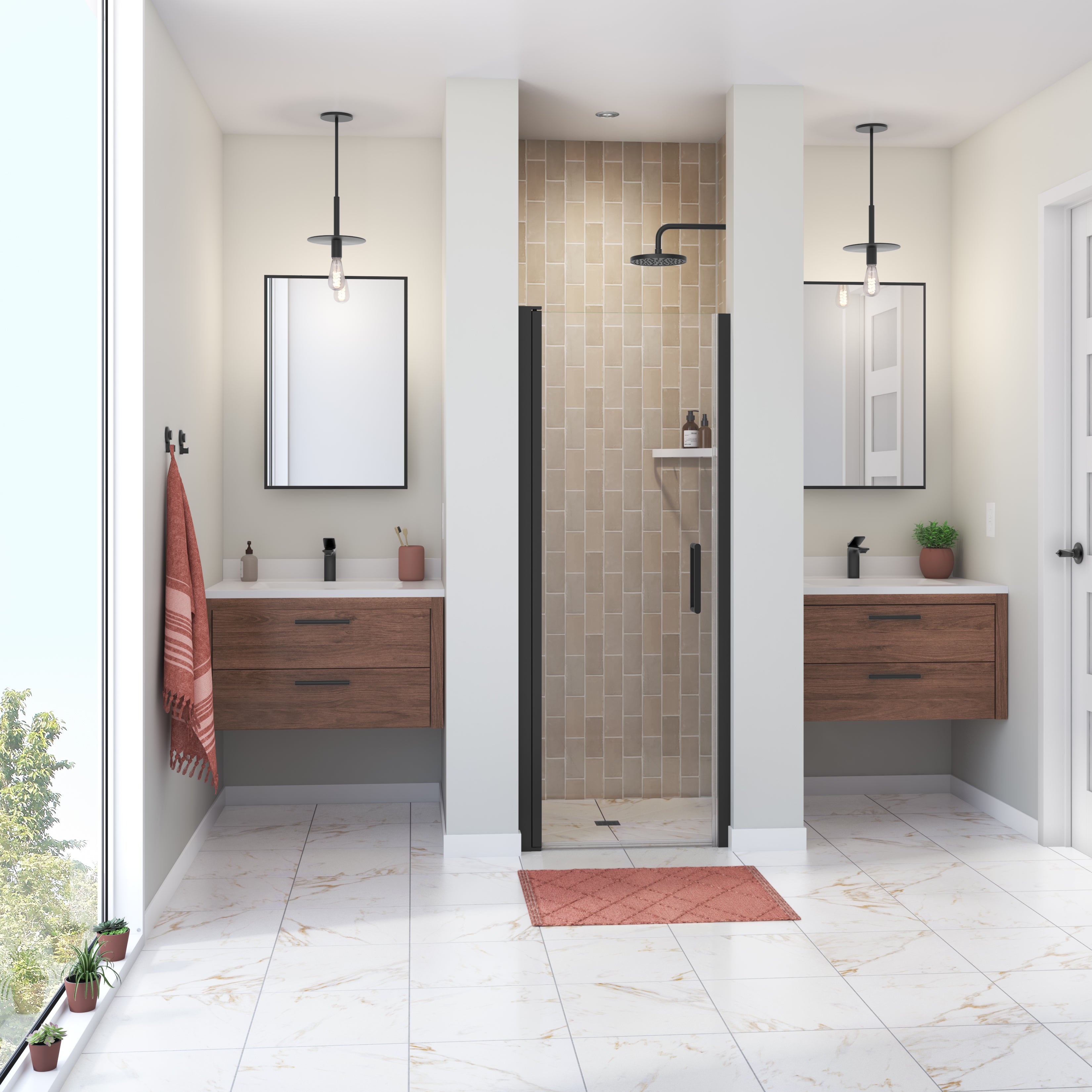 Maax Manhattan 27-29 x 68 in. 6 mm Pivot Shower Door for Alcove Installation with Clear glass