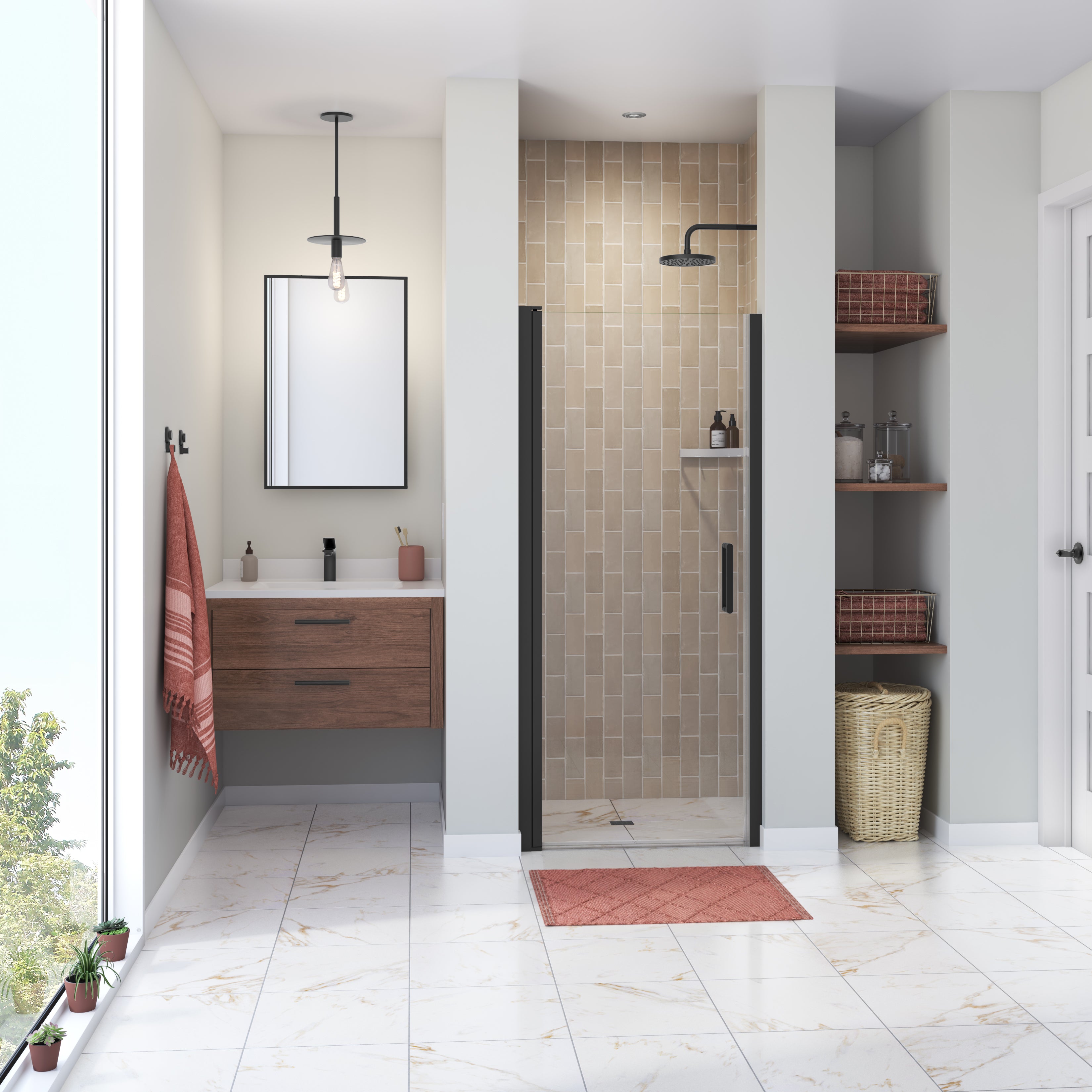 Maax Manhattan 29-31 x 68 in. 6 mm Pivot Shower Door for Alcove Installation with Clear glass