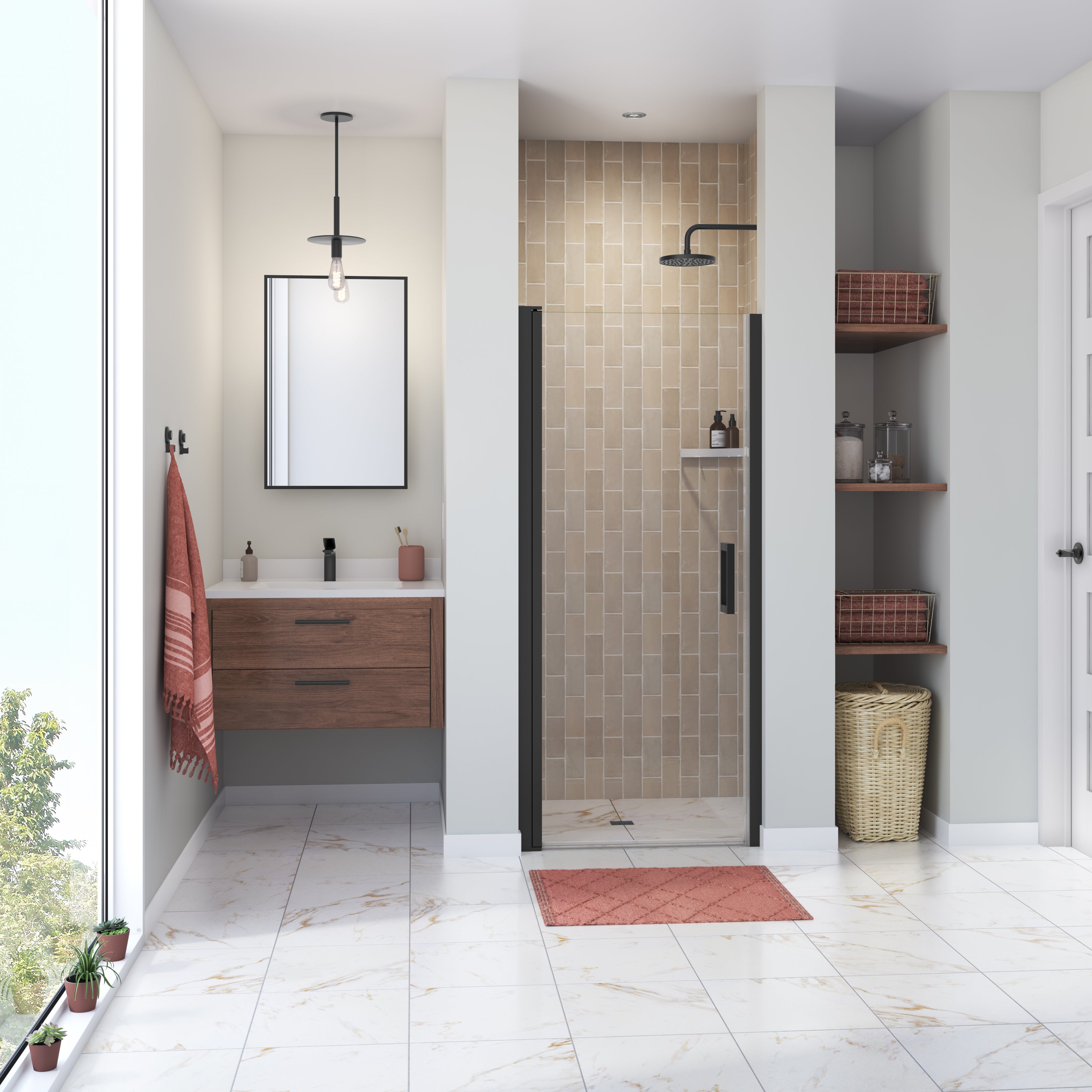Maax Manhattan 31-33 x 68 in. 6 mm Pivot Shower Door for Alcove Installation with Clear glass