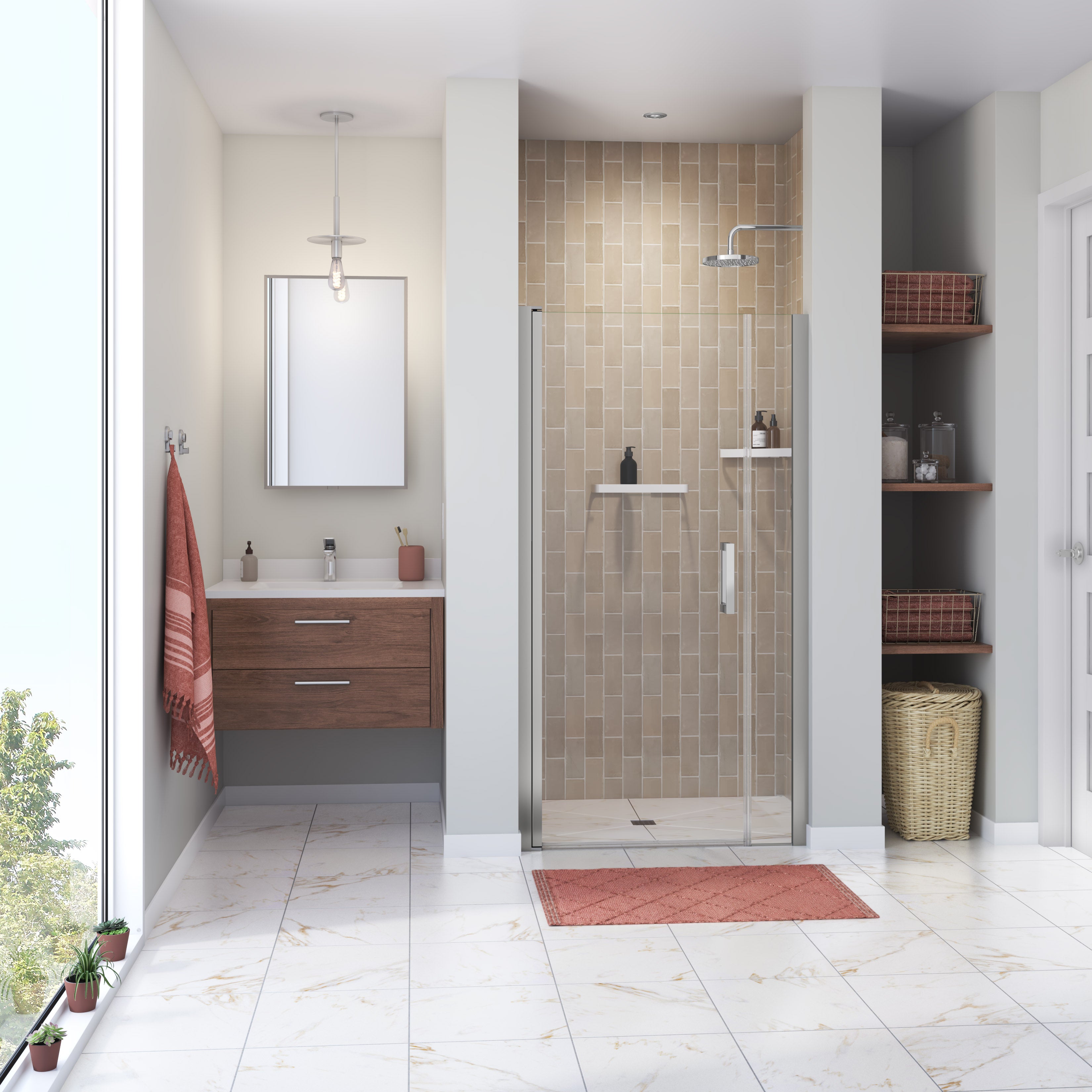 Maax Manhattan 35-37 x 68 in. 6 mm Pivot Shower Door for Alcove Installation with Clear glass