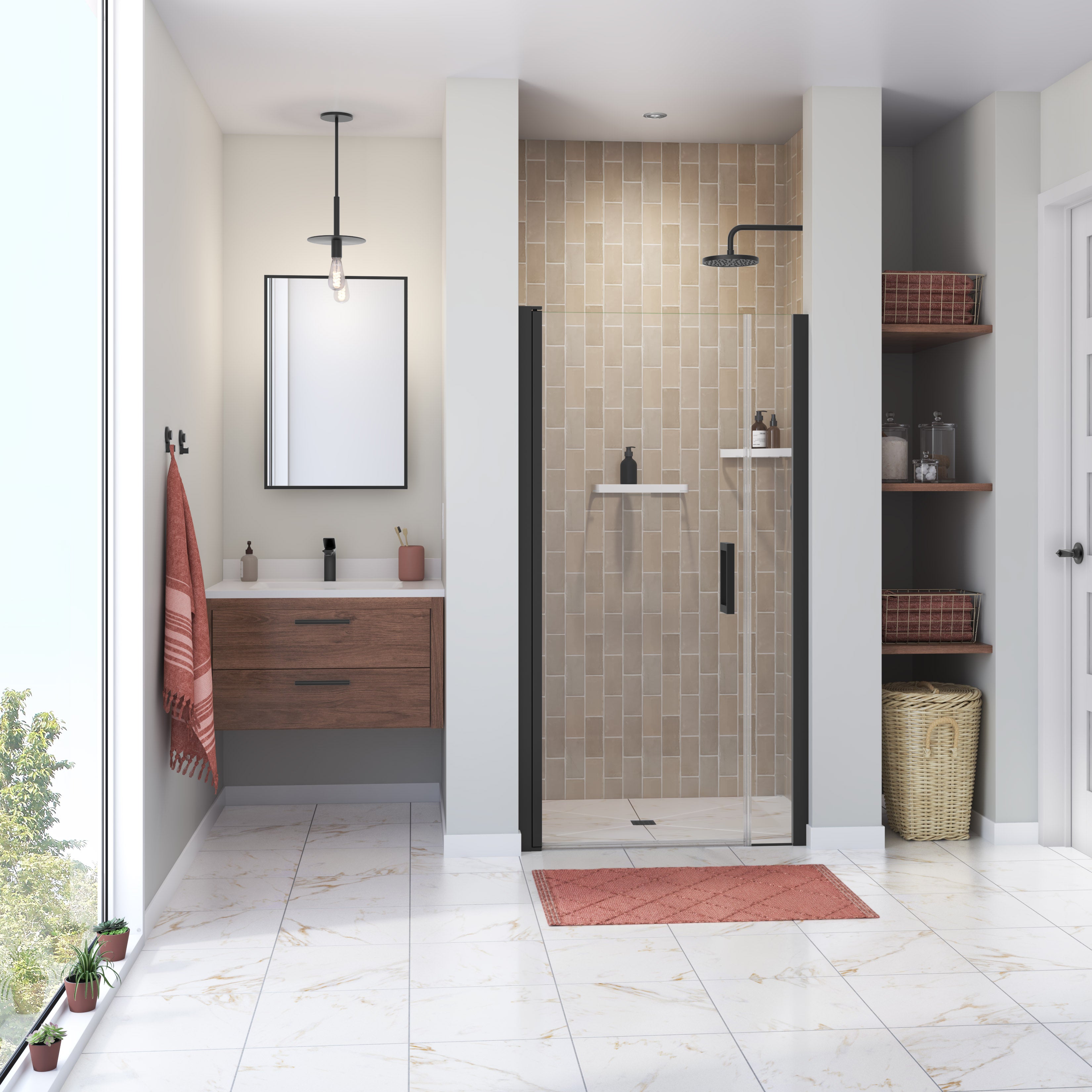 Maax Manhattan 35-37 x 68 in. 6 mm Pivot Shower Door for Alcove Installation with Clear glass