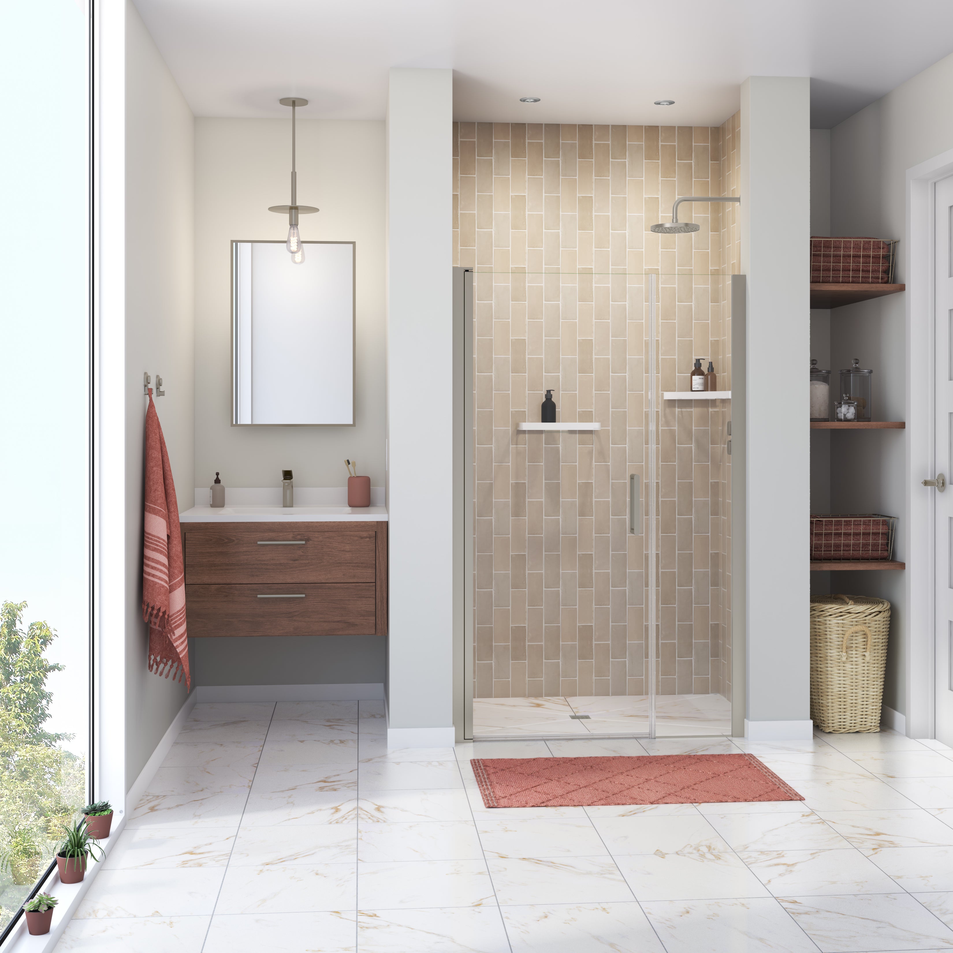 Maax Manhattan 45-47 x 68 in. 6 mm Pivot Shower Door for Alcove Installation with Clear glass