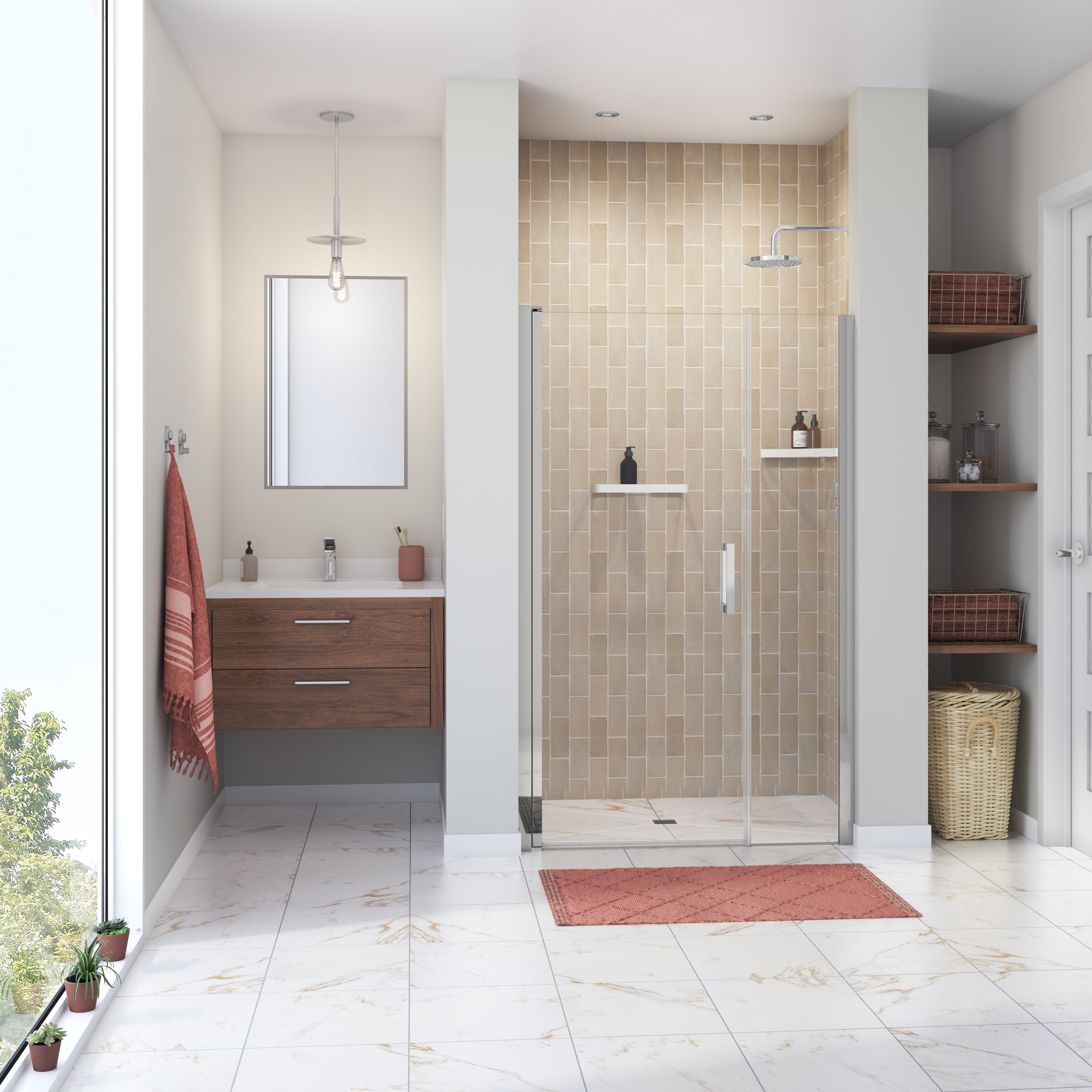 Maax Manhattan 41-43 x 68 in. 6 mm Pivot Shower Door for Alcove Installation with Clear glass