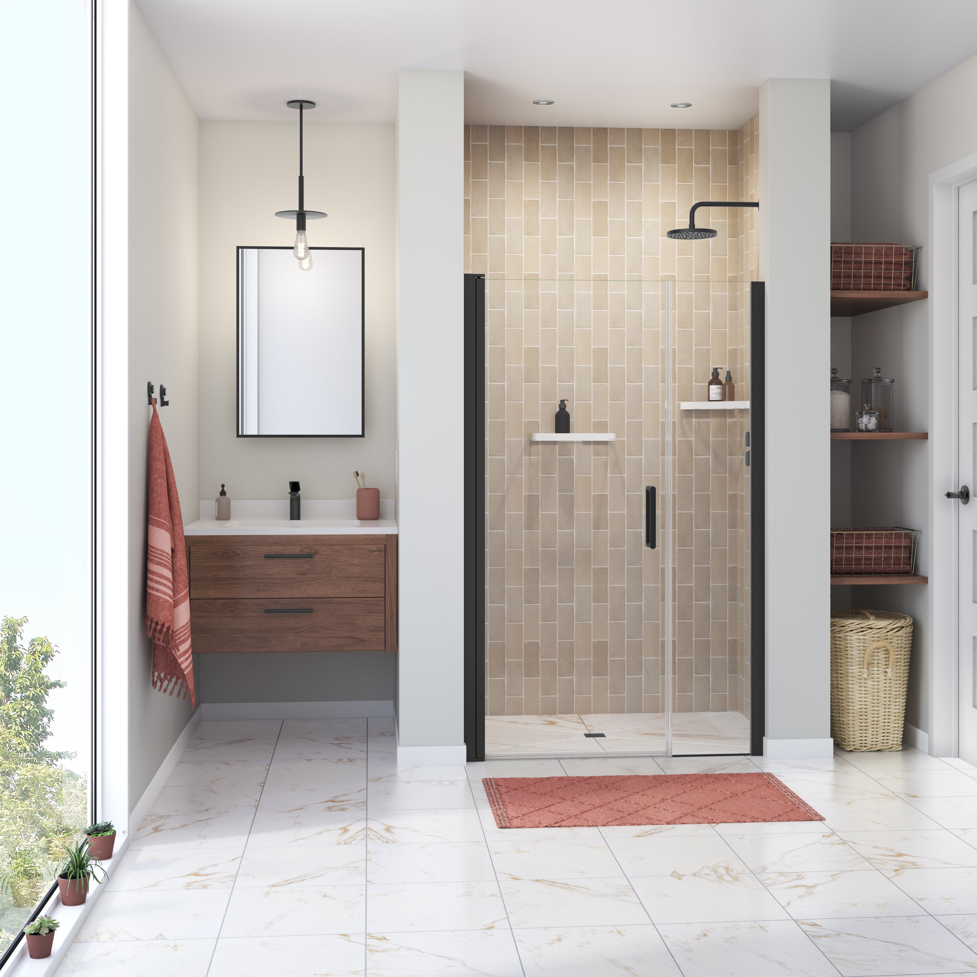 Maax Manhattan 45-47 x 68 in. 6 mm Pivot Shower Door for Alcove Installation with Clear glass