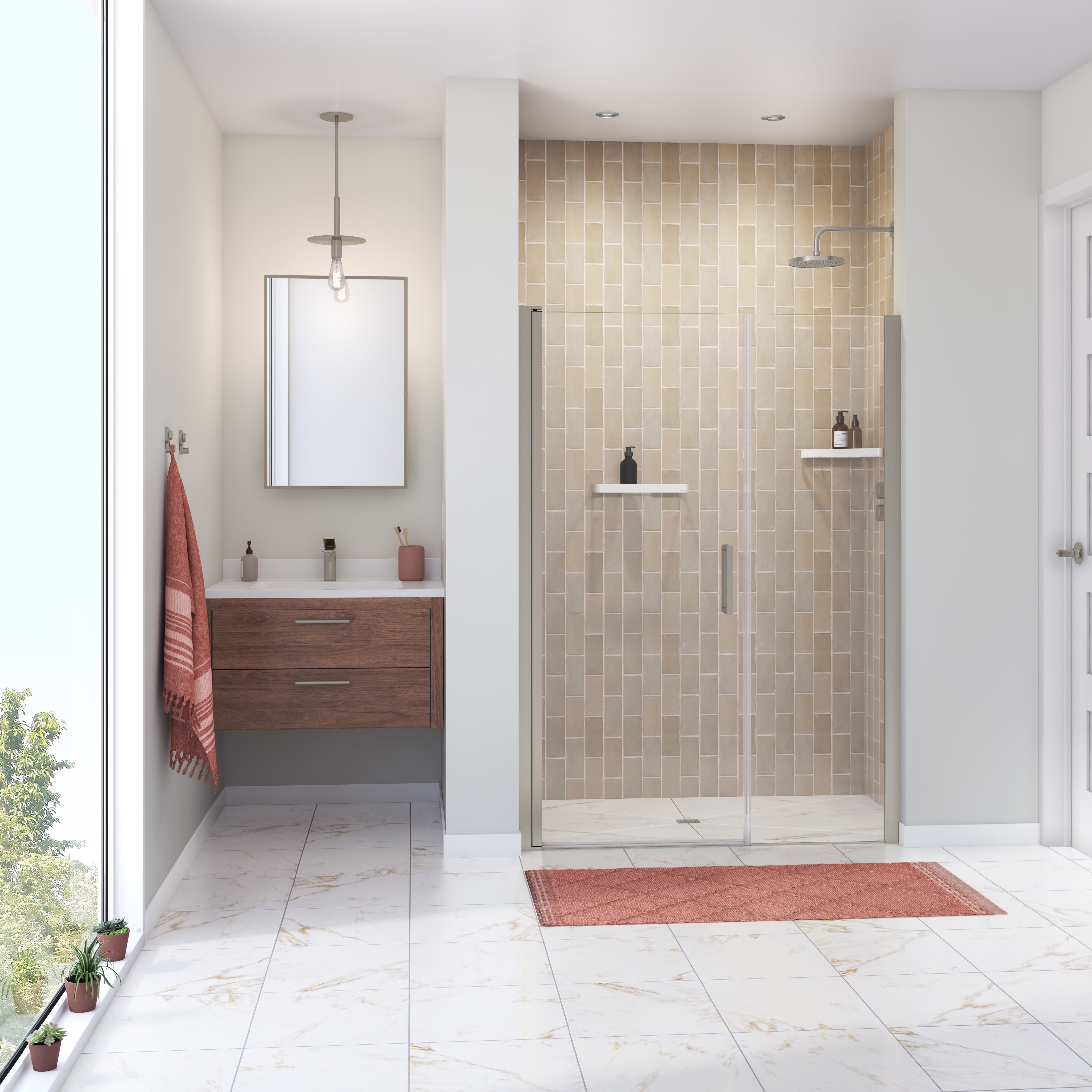 Maax Manhattan 51-53 x 68 in. 6 mm Pivot Shower Door for Alcove Installation with Clear glass