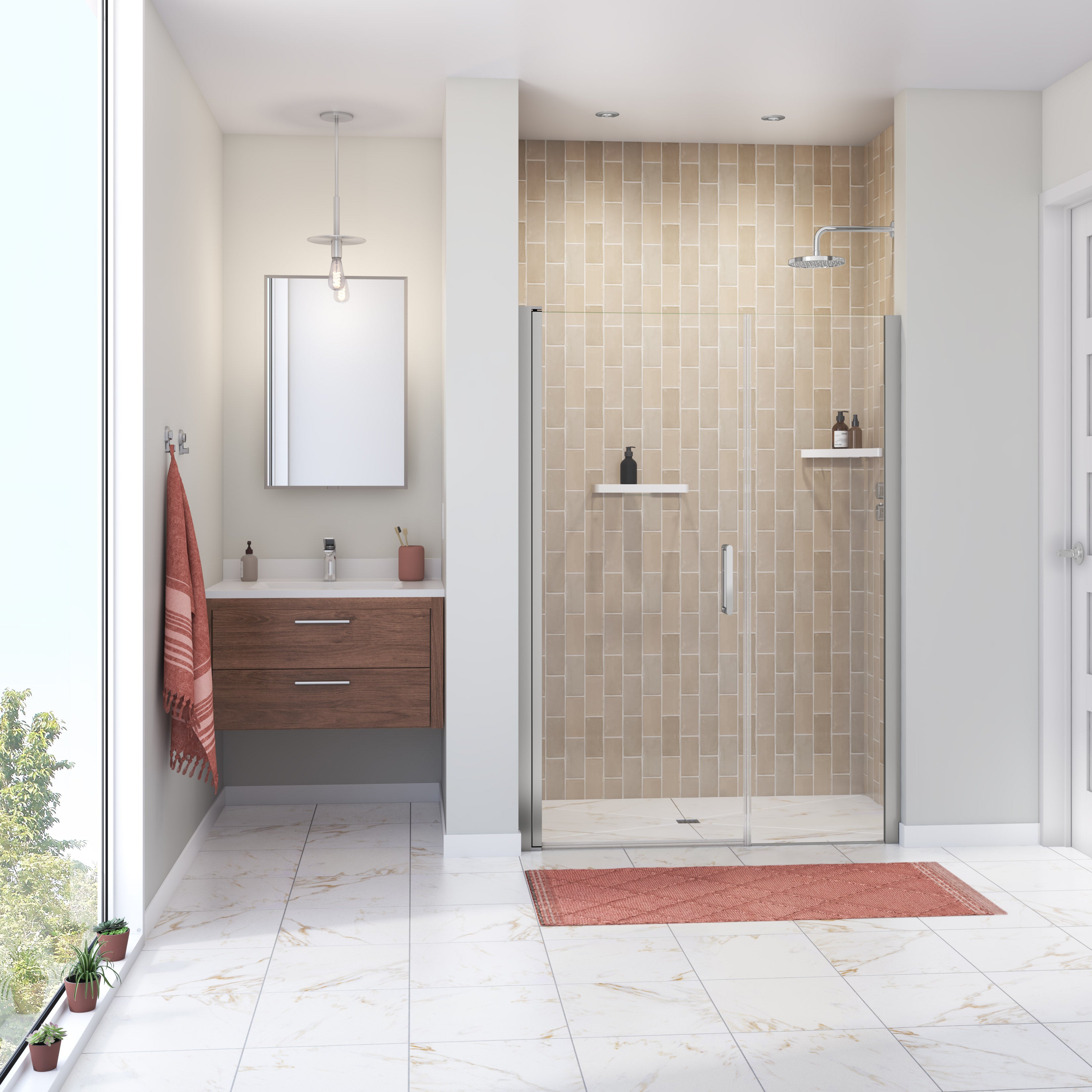 Maax Manhattan 51-53 x 68 in. 6 mm Pivot Shower Door for Alcove Installation with Clear glass