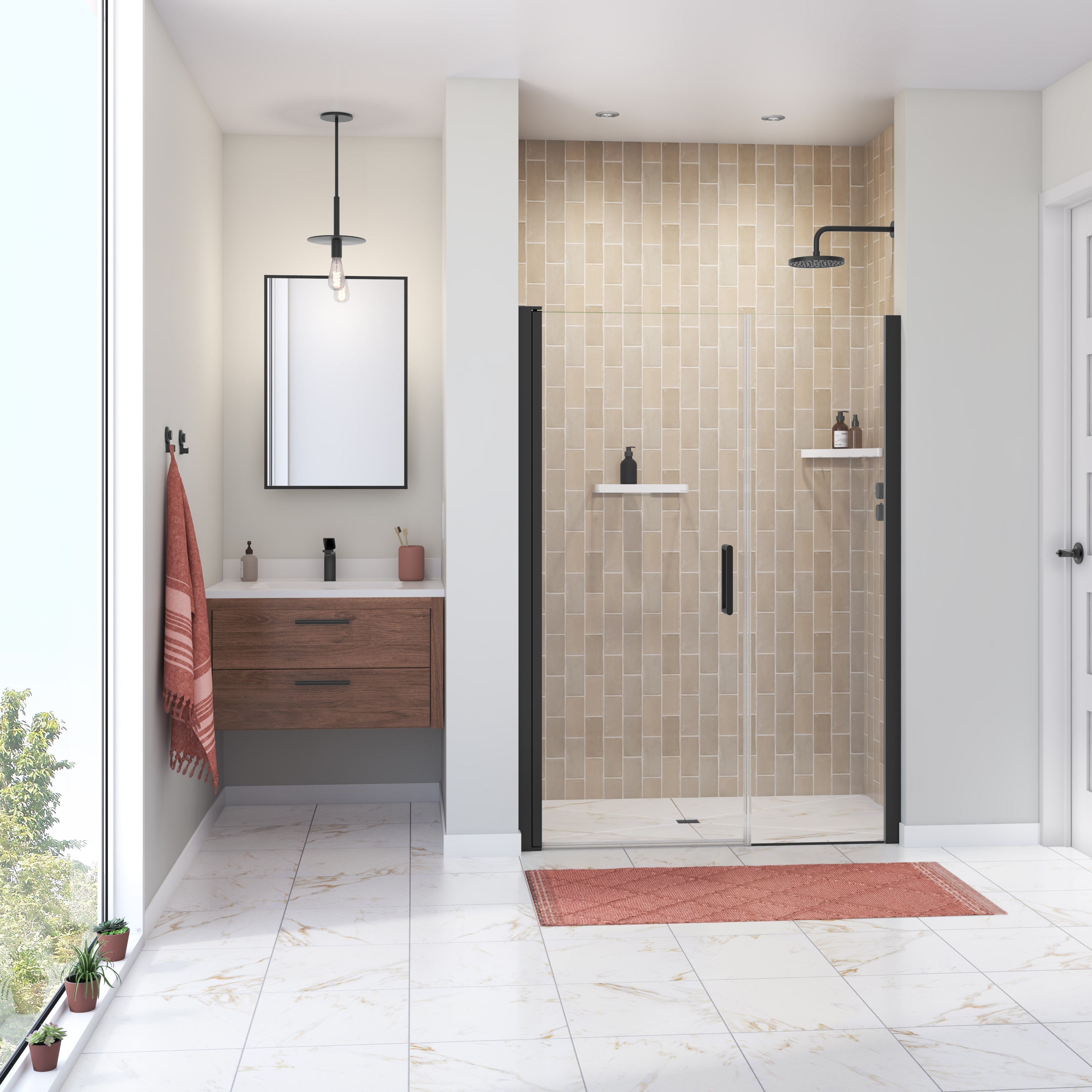 Maax Manhattan 51-53 x 68 in. 6 mm Pivot Shower Door for Alcove Installation with Clear glass