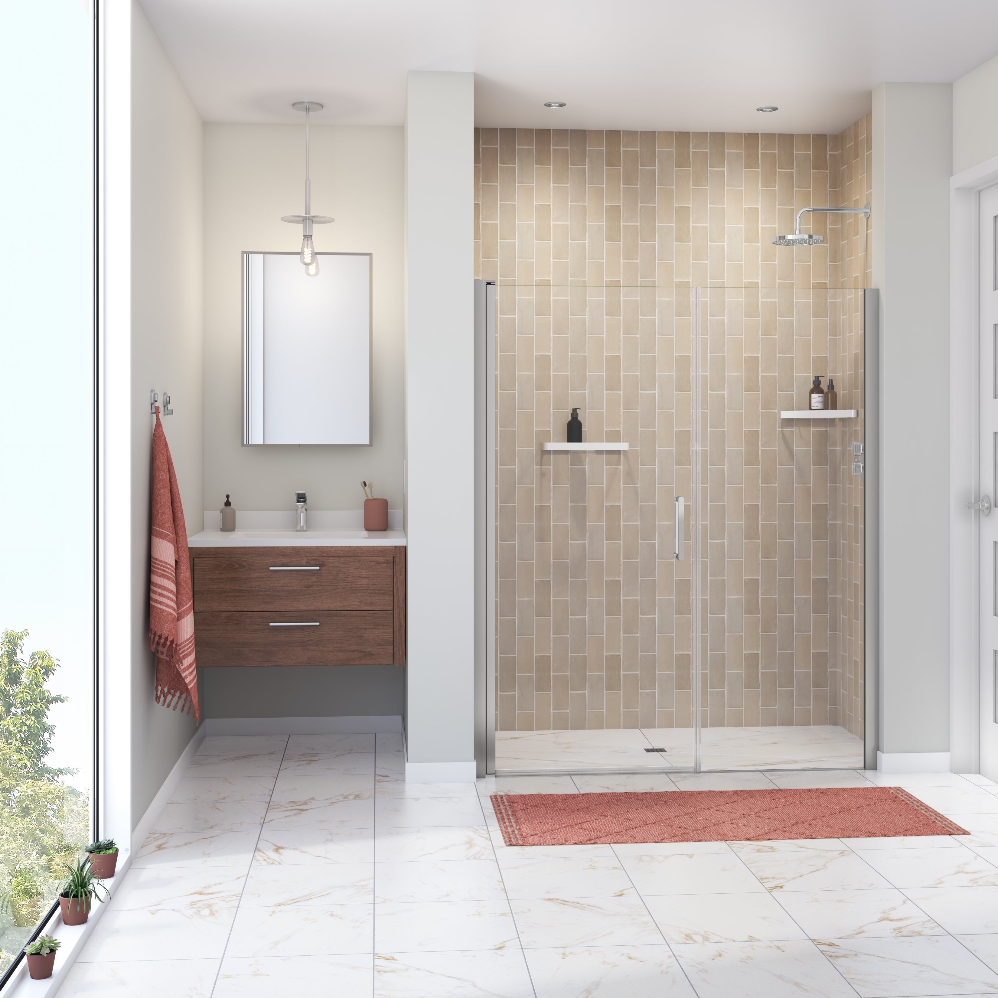Maax Manhattan 55-57 x 68 in. 6 mm Pivot Shower Door for Alcove Installation with Clear glass