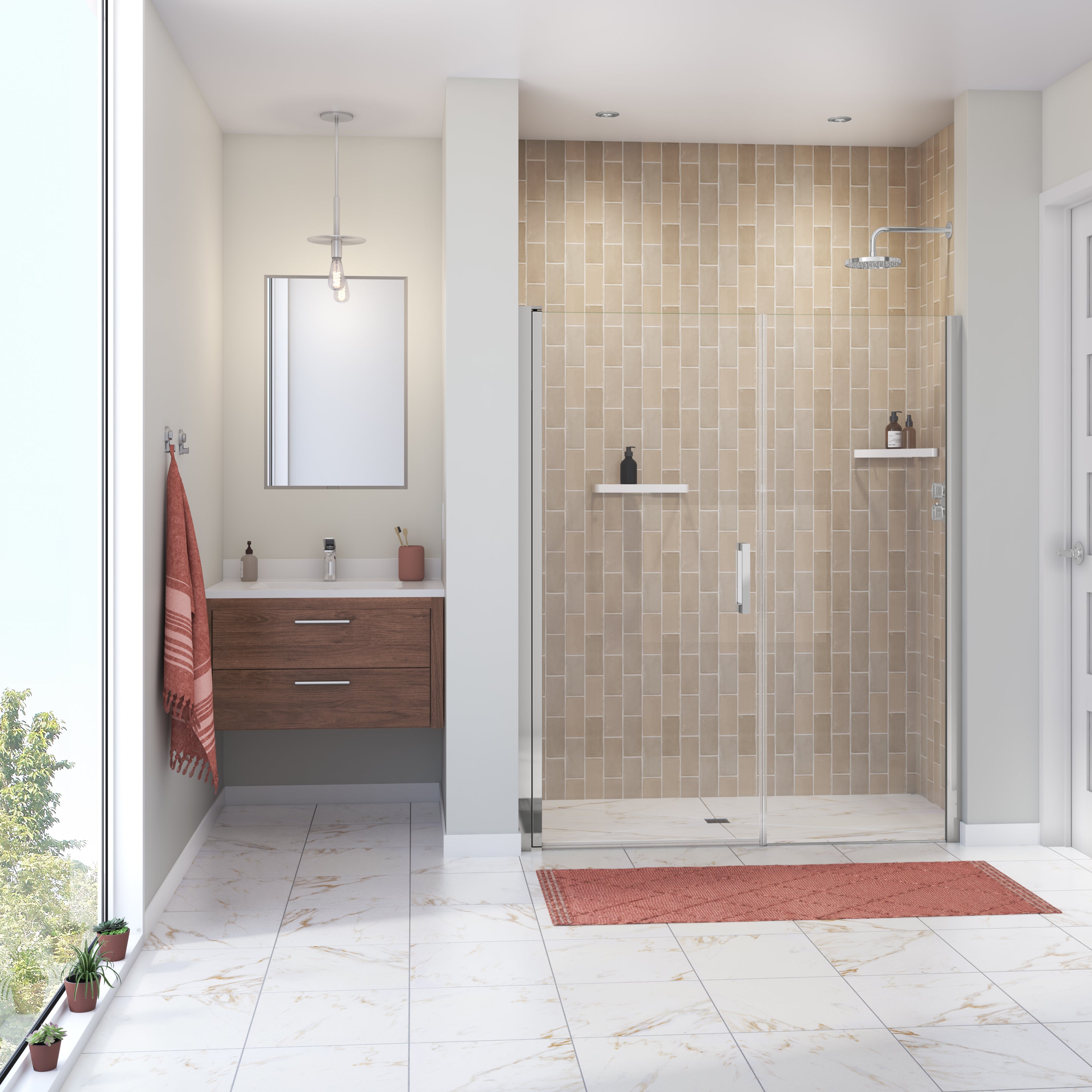 Maax Manhattan 53-55 x 68 in. 6 mm Pivot Shower Door for Alcove Installation with Clear glass
