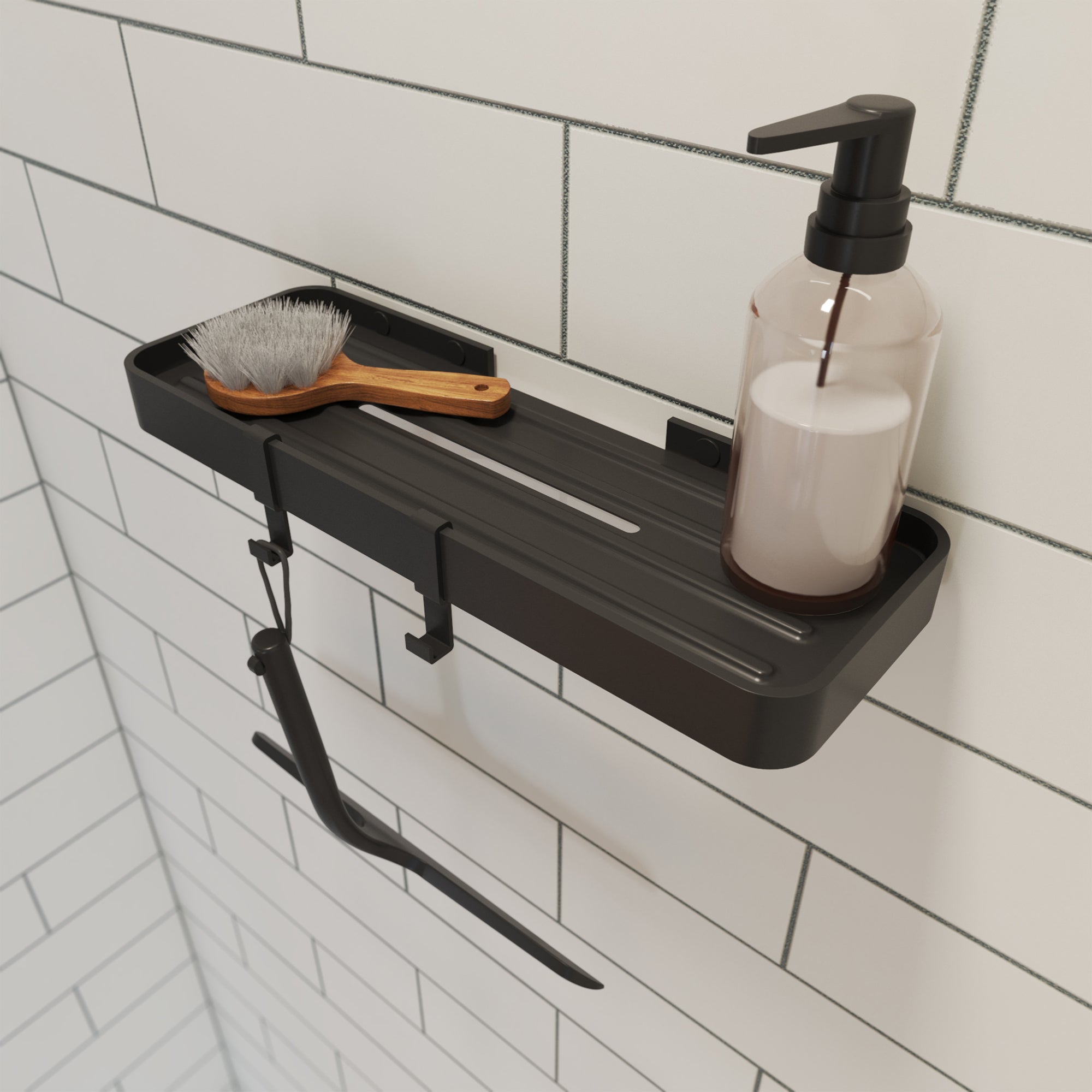 Maax Manhattan Rectangular Shelf with Soap Tray in Matte Black