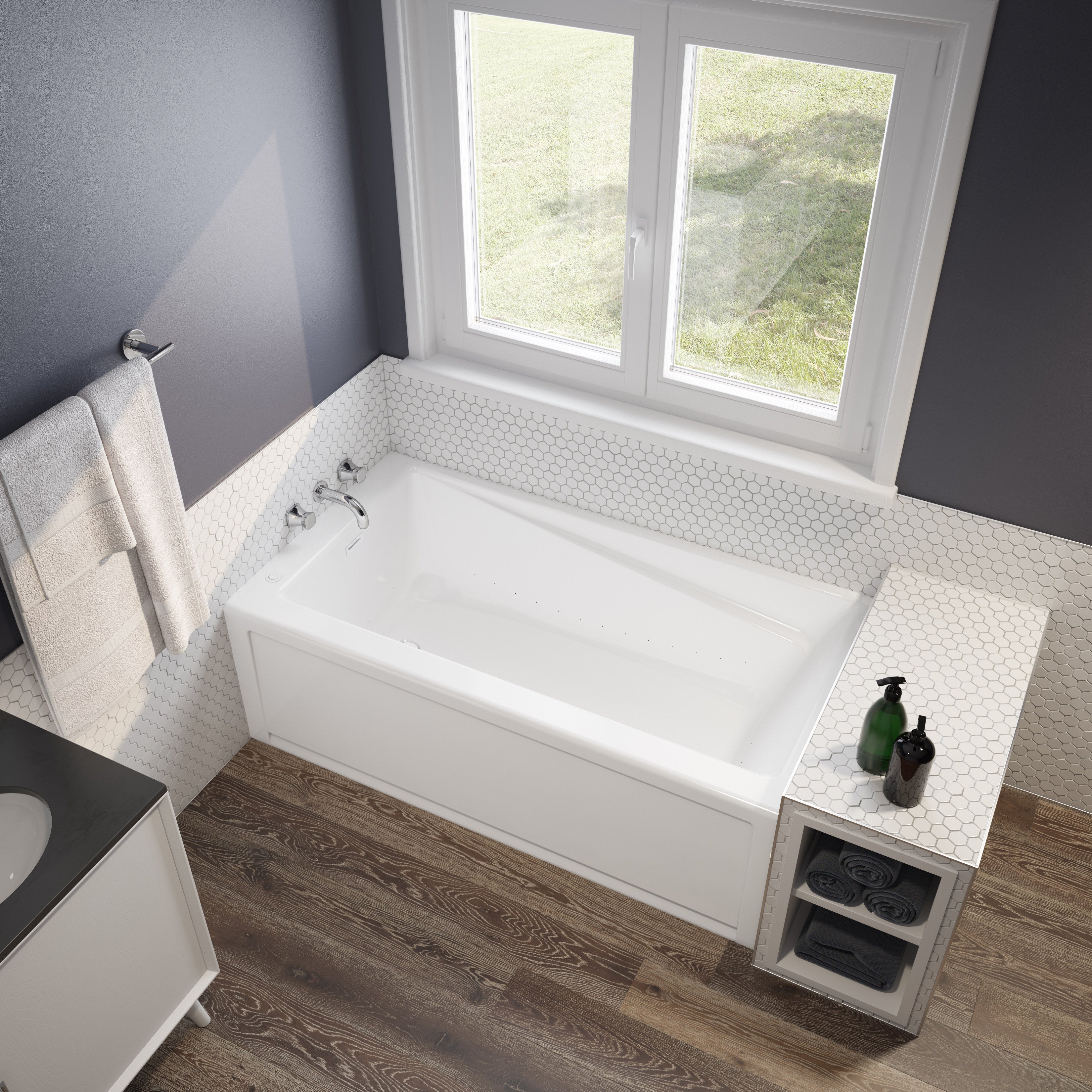 Maax New Town 6030 IFS AFR Acrylic Alcove Bathtub with Linear Overflow